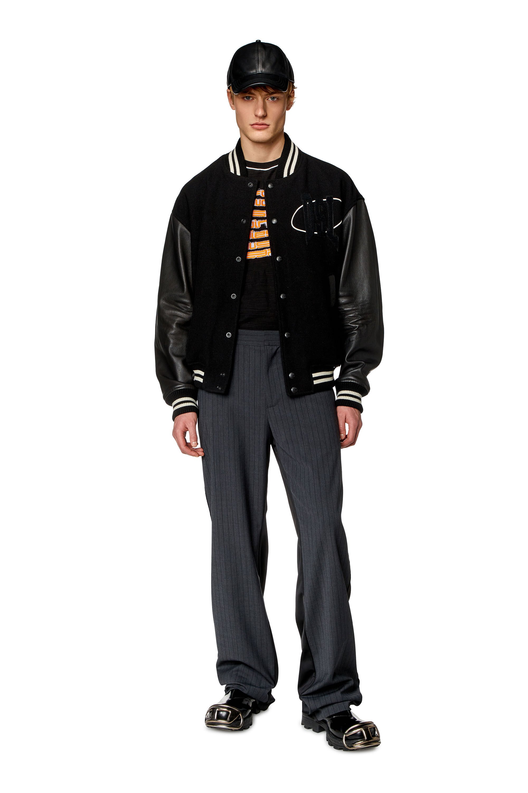 Men's Varsity bomber jacket in wool and leather | L-FRANZ-PATCH Diesel