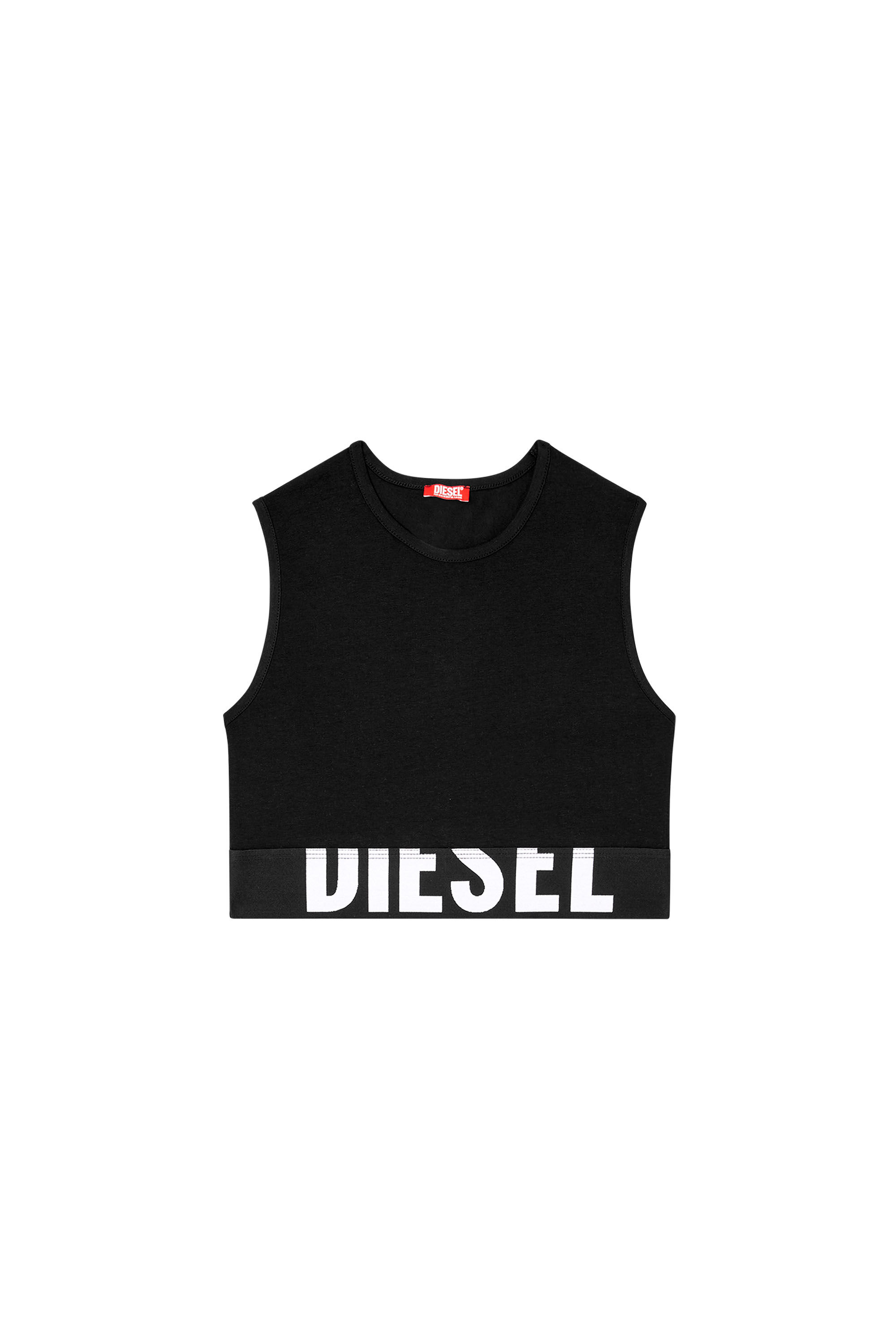 Diesel - ADA-D-POP, Woman's Cropped tank top with cut-off logo in Black - 6