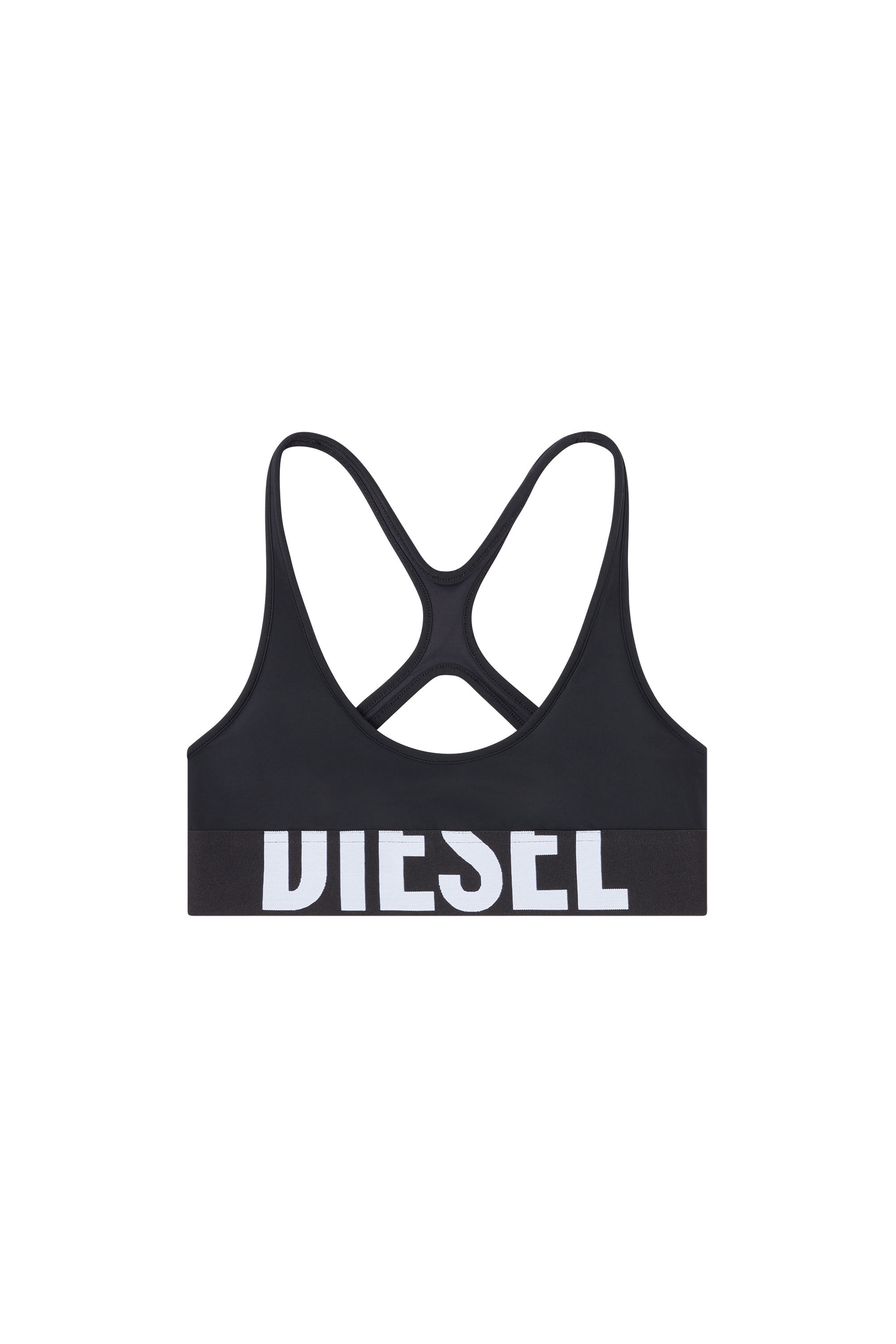 Diesel - ALLISON-D-POP, Sujetador deportivo de microfibra con logotipo recortado Mujer in Negro - 1