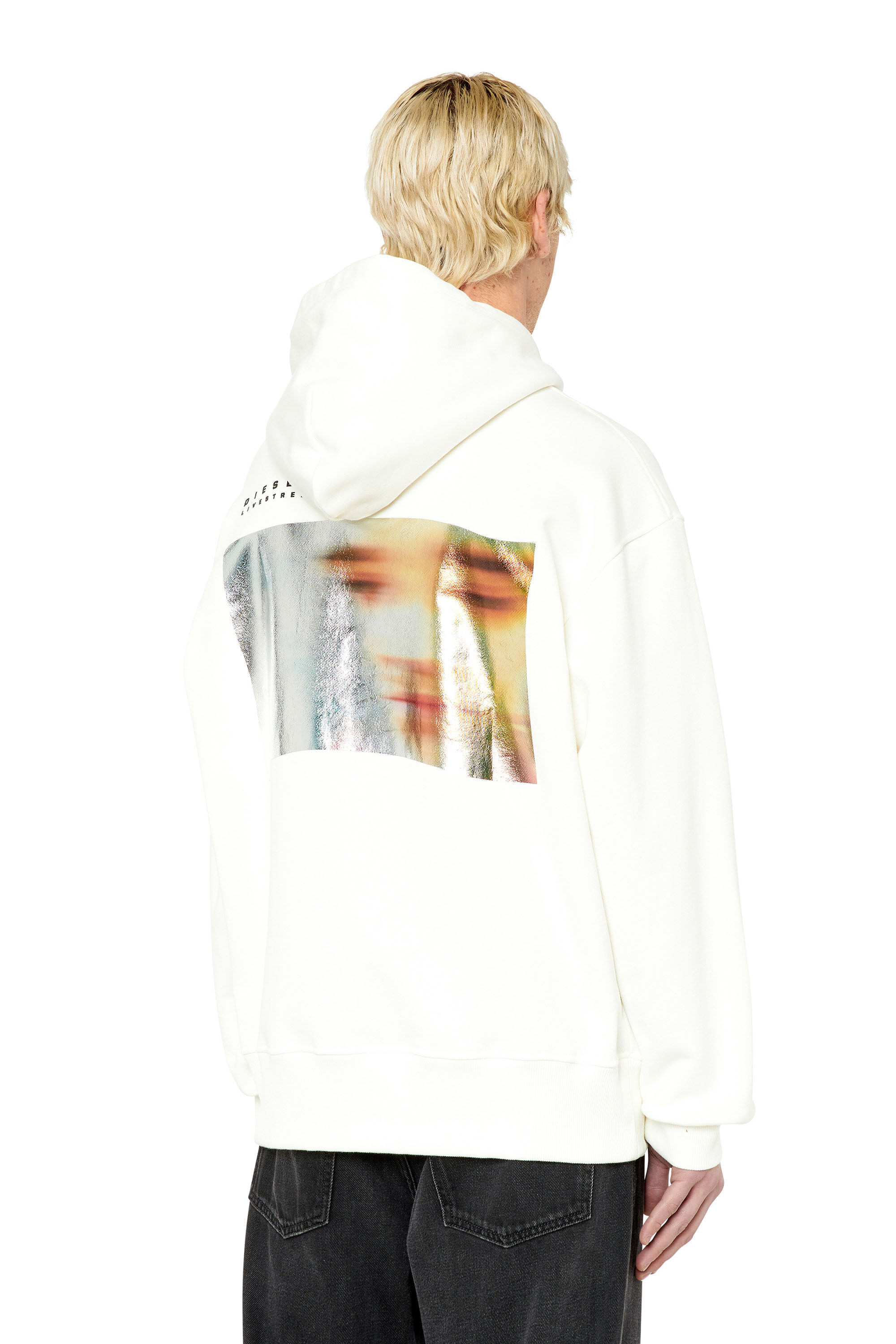 S-MACS-HOOD-G3 Man: Cotton hoodie with metallic photo print