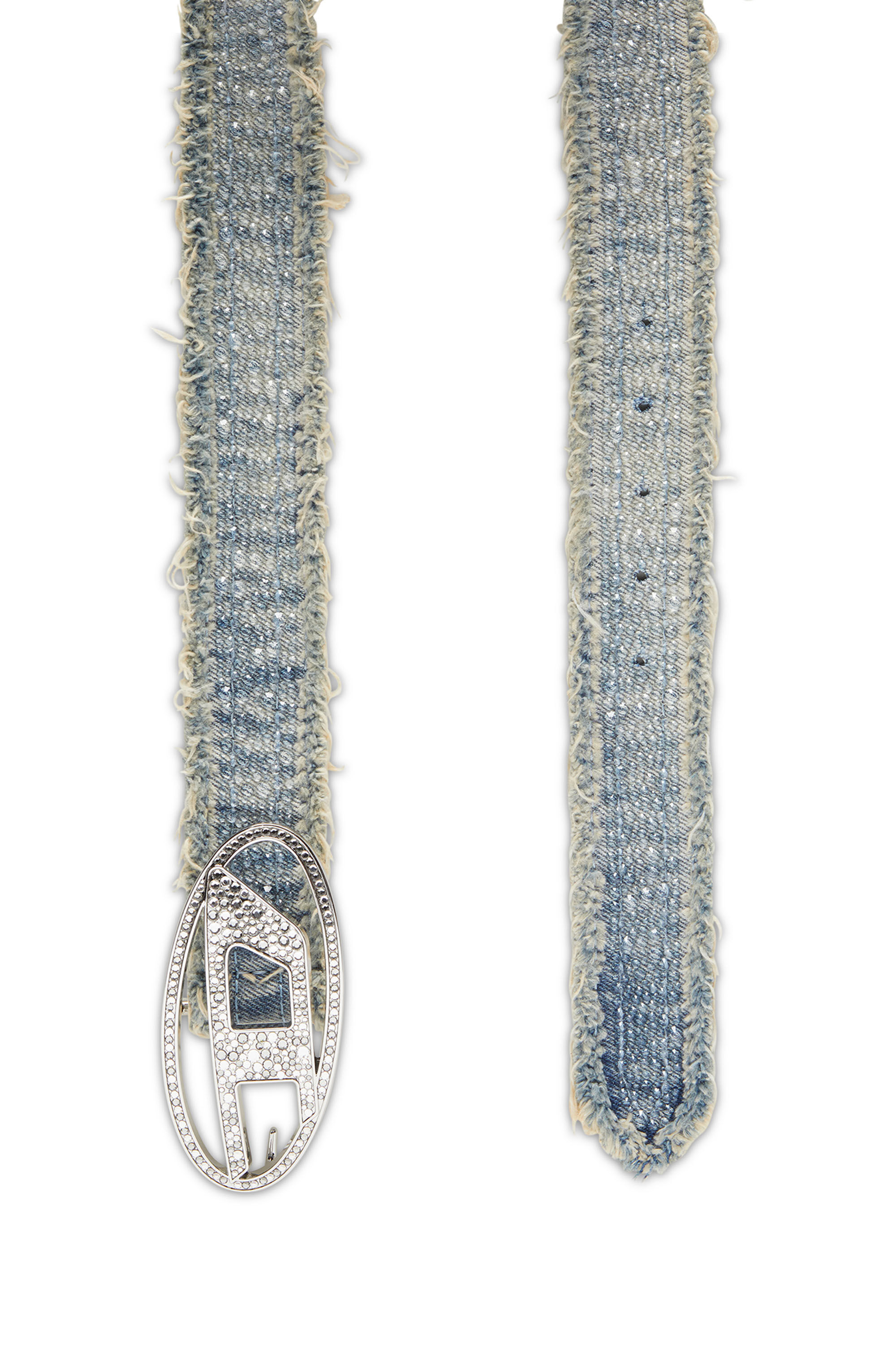 B-1DR STRASS Canvas and leather belt with crystals｜ブラック