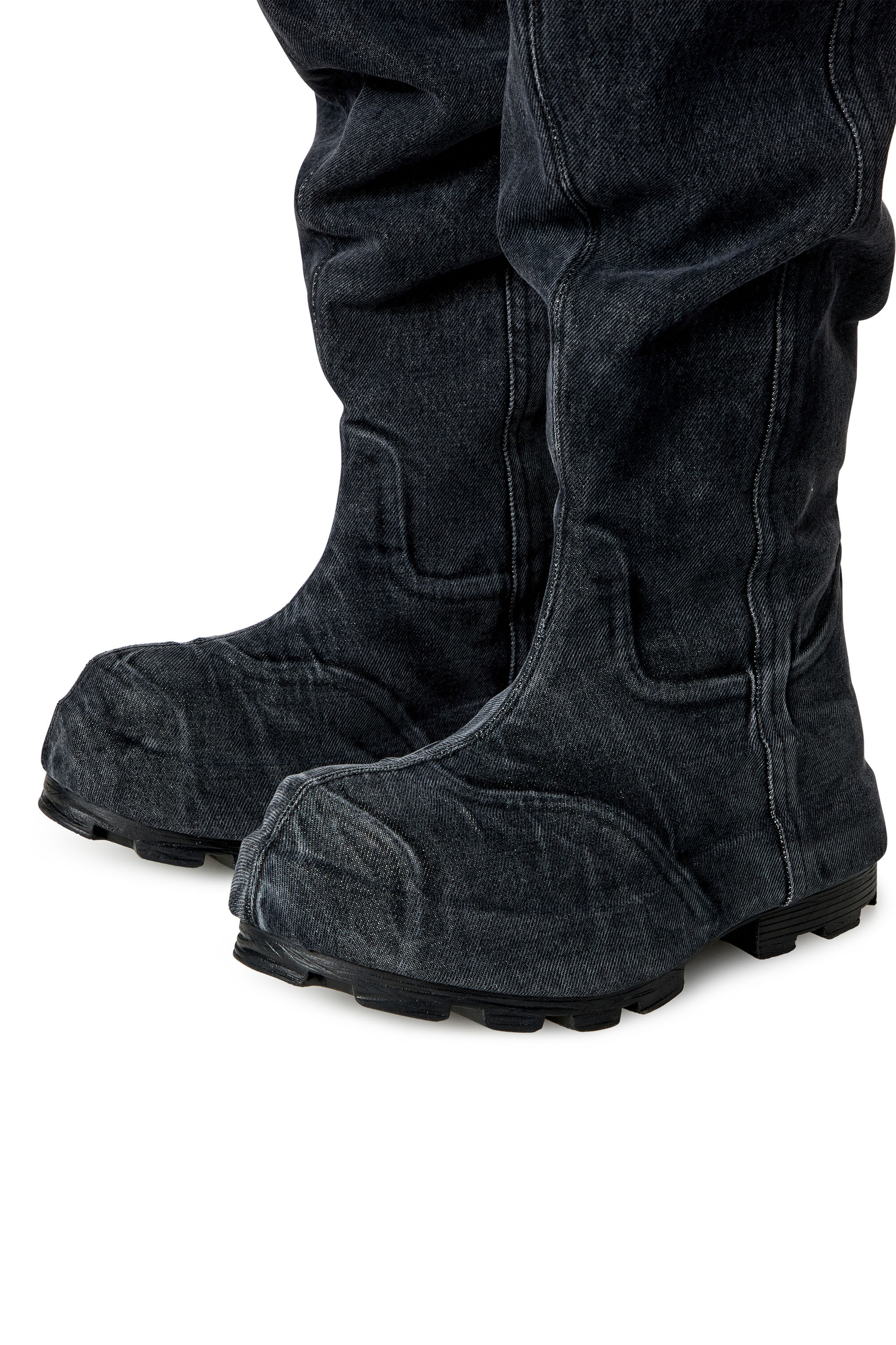 Diesel - D-HAMMER TBT MD, Man's D-Hammer Tbt Md Boots - Over-the-knee boots in washed denim in Black - 5