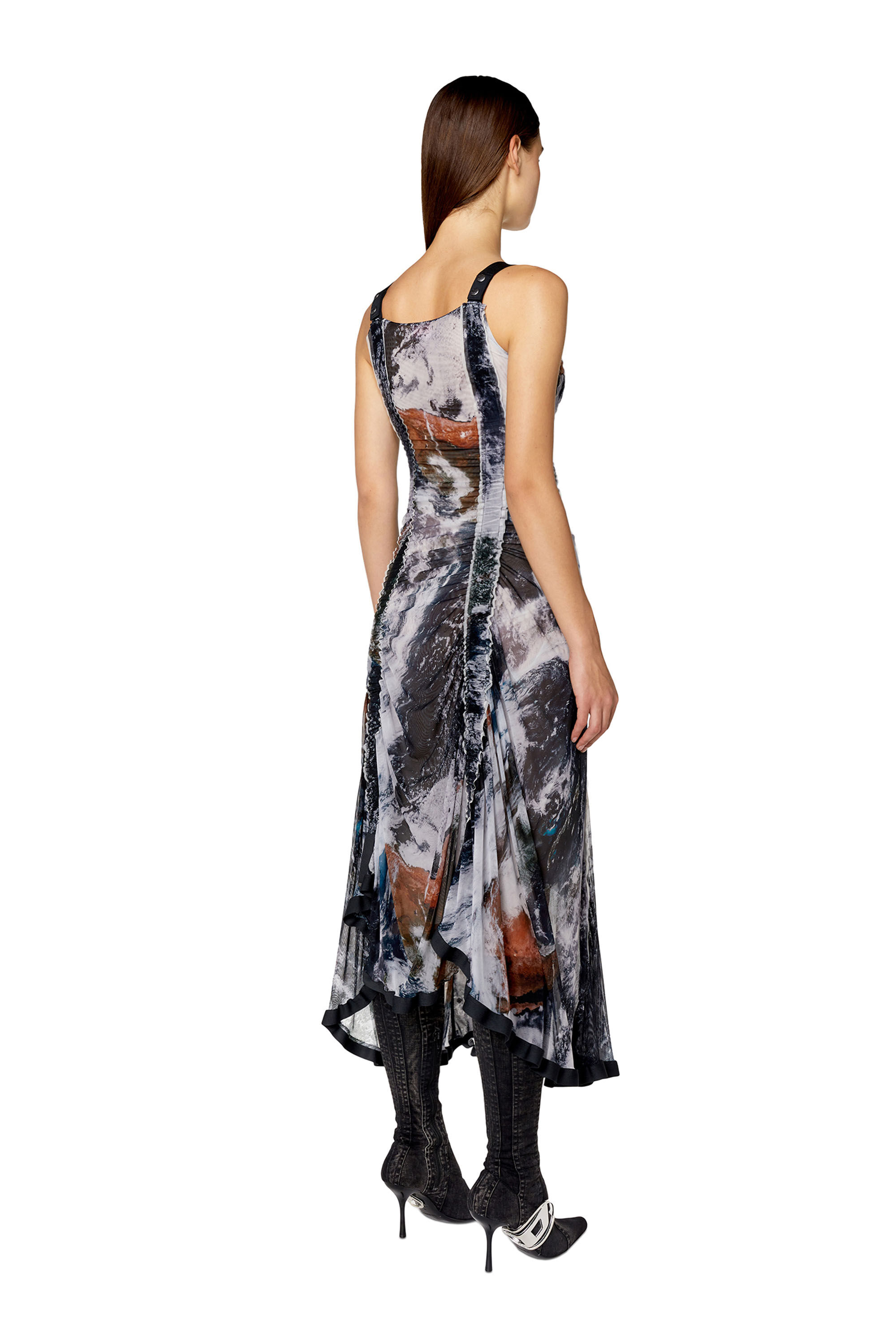 Women's Draped dress with Planet print | Multicolor | Diesel