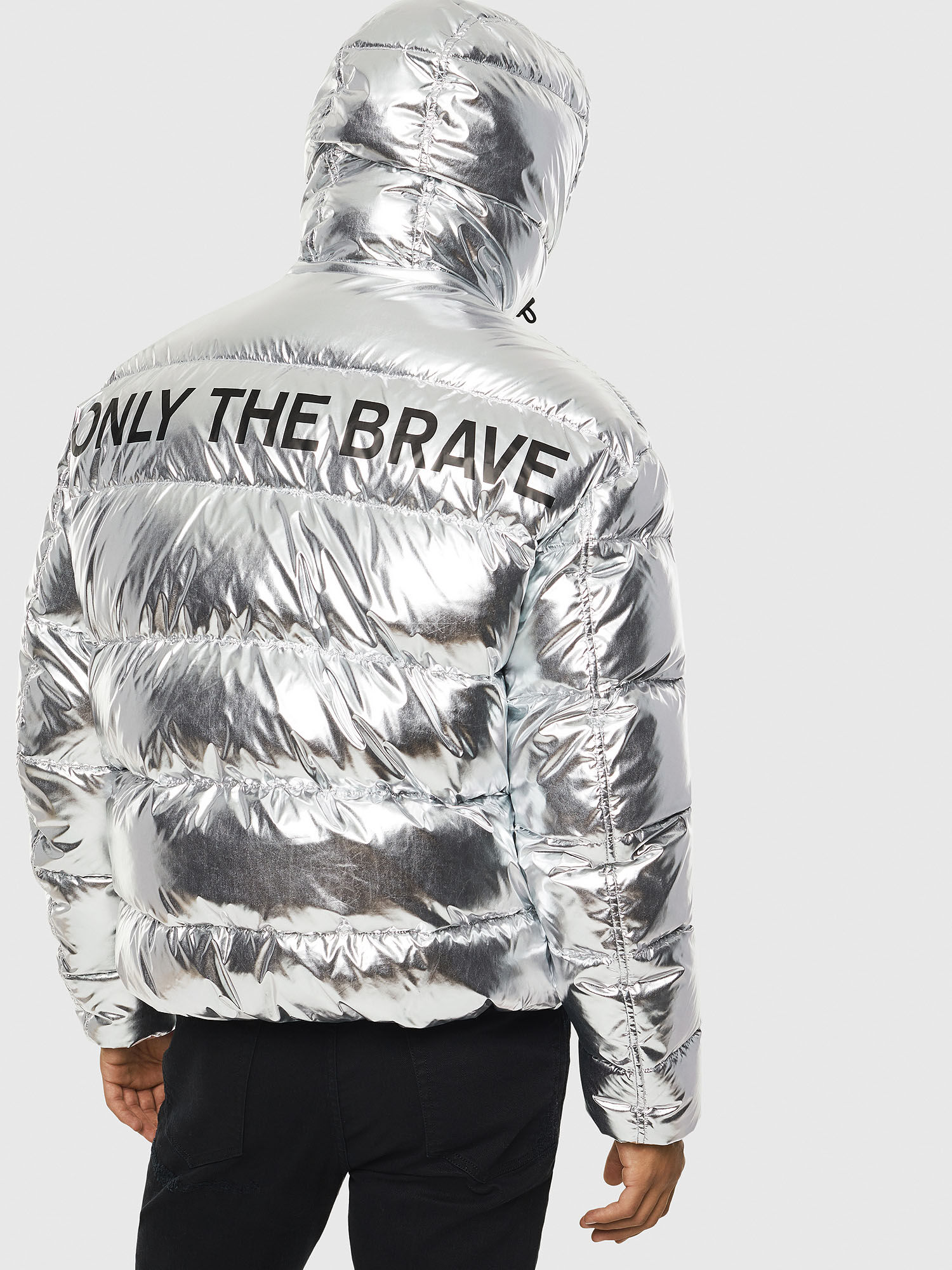 W SMITH SILVER Man Quilted down jacket in mirrored nylon Diesel