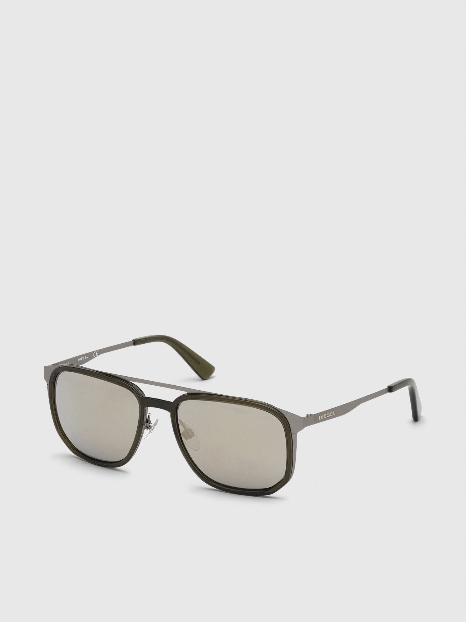 Diesel - DL0294, Man's Navigator sunglasses in metal and acetate in Olive Green - 2