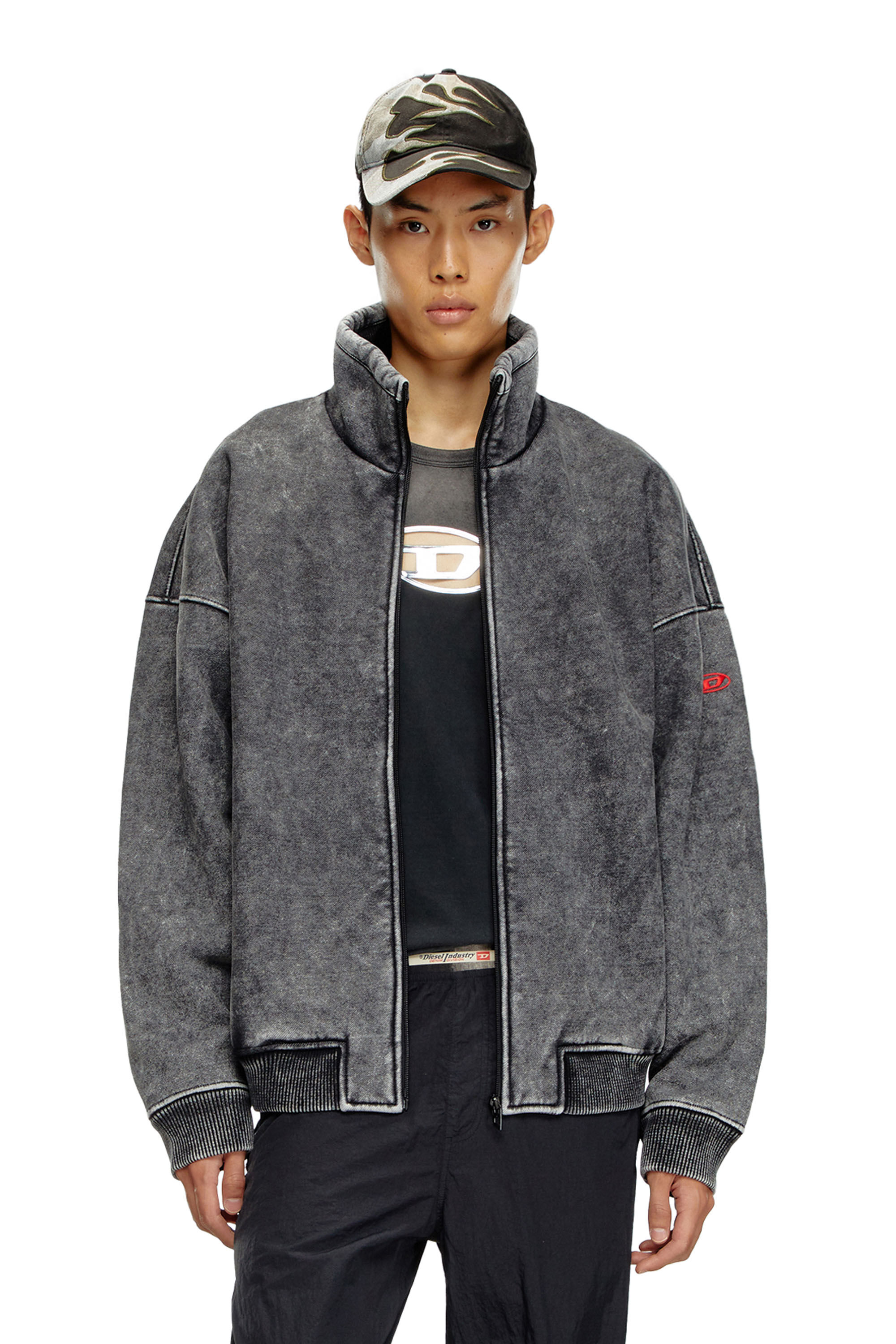 DIESEL 新品24AW最新モデルスウェット S-BATEL Men's Jacket in teddy-bonded jersey | Black | Diesel