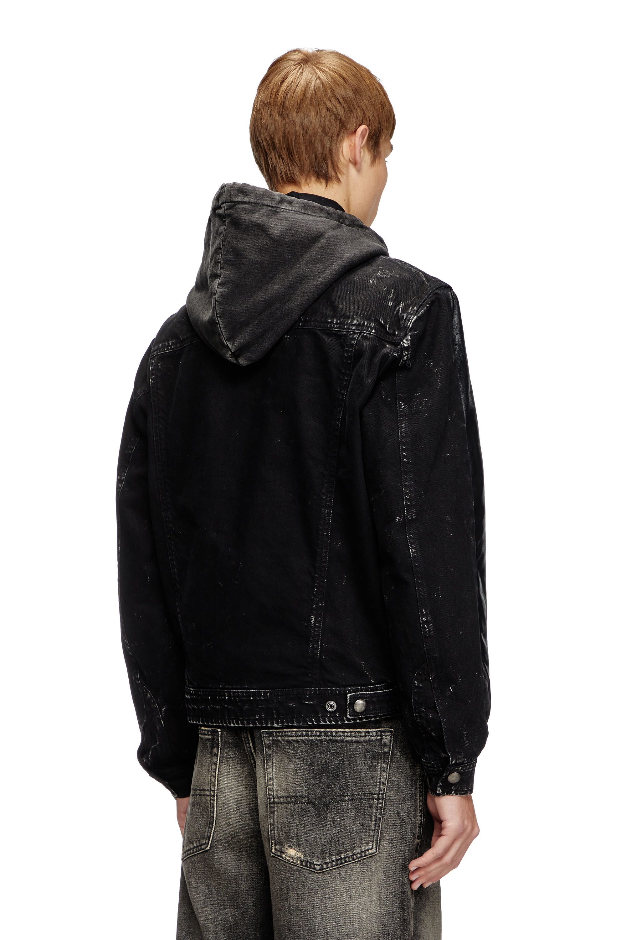 セール(SALE)開催中！ファッション通販 Men's Diesel | Black | denim and cotton leather, in jacket Hooded ジャケット・アウター