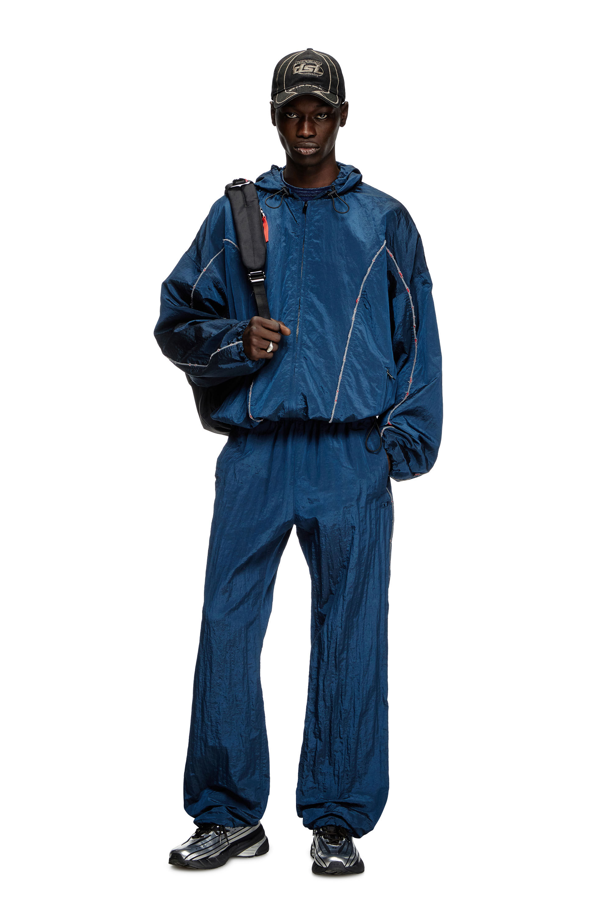 Diesel - J-ANTHEIT, Anorak con ribetes destruidos Hombre in Azul marino - 1