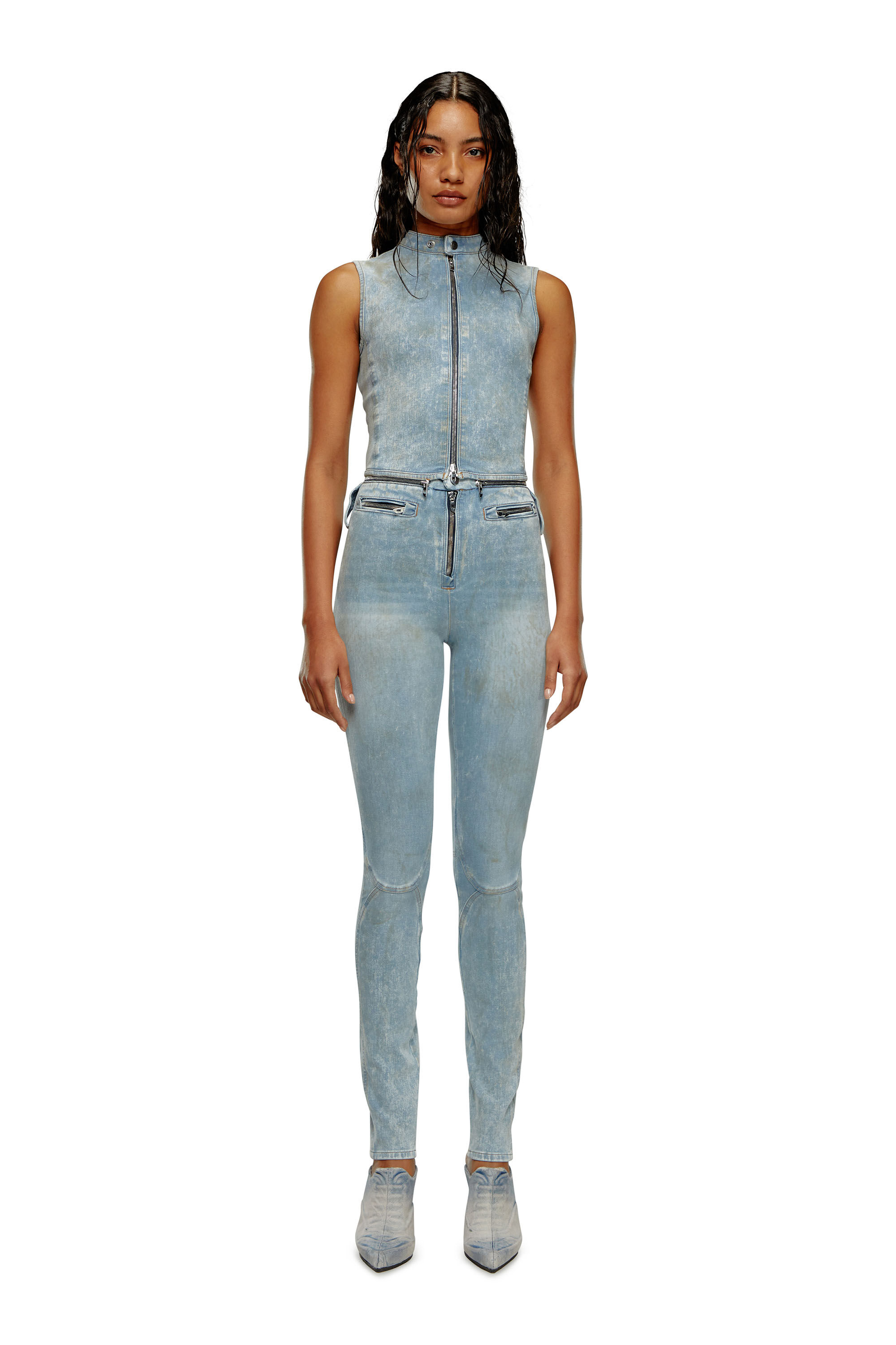 Diesel - DE-NATAISLA-FSE, Mono de denim transformable de segunda piel Mujer in Azul marino - 1