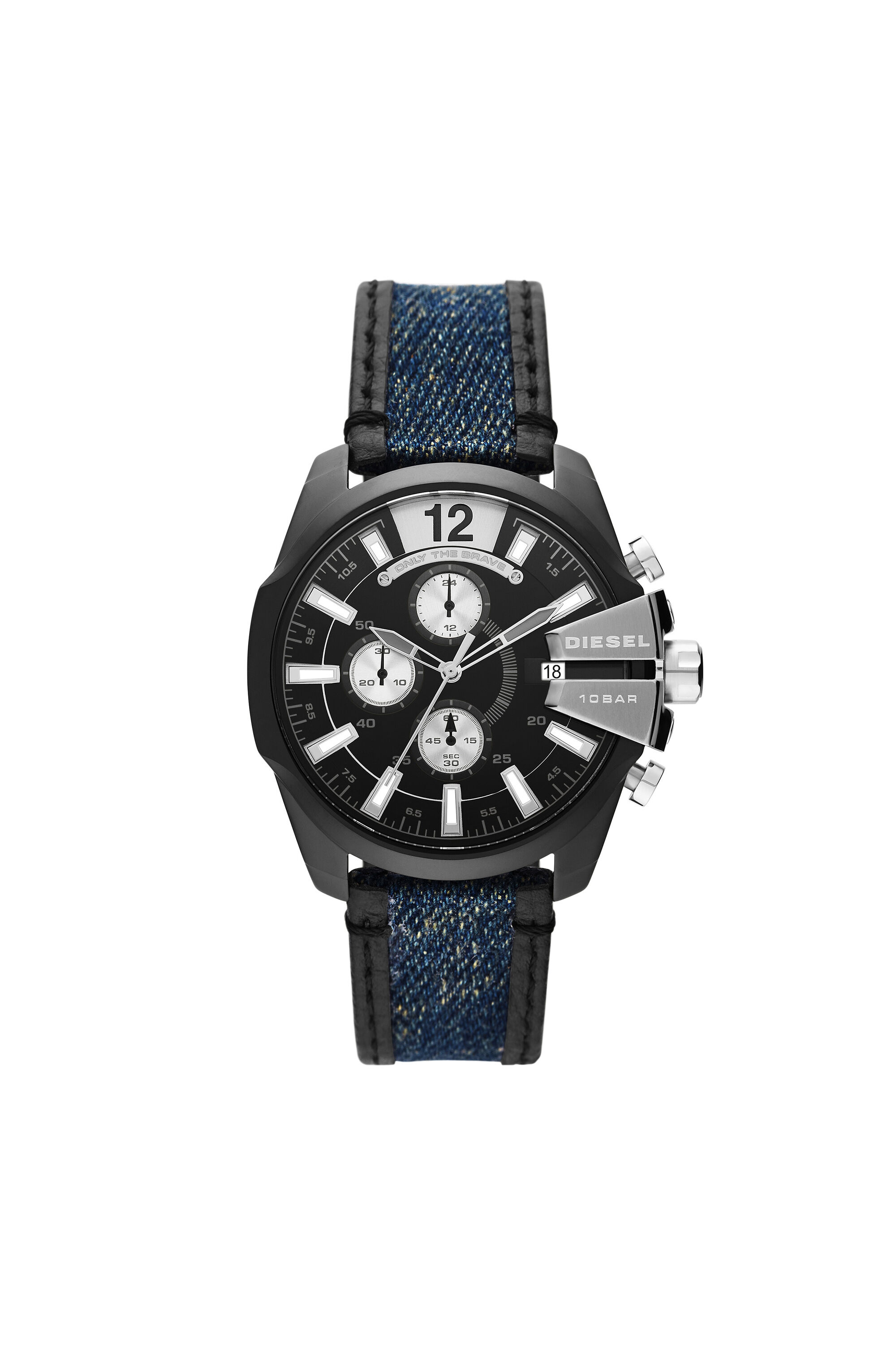 DZ4568 Man: Baby Chief chronograph denim and leather watch