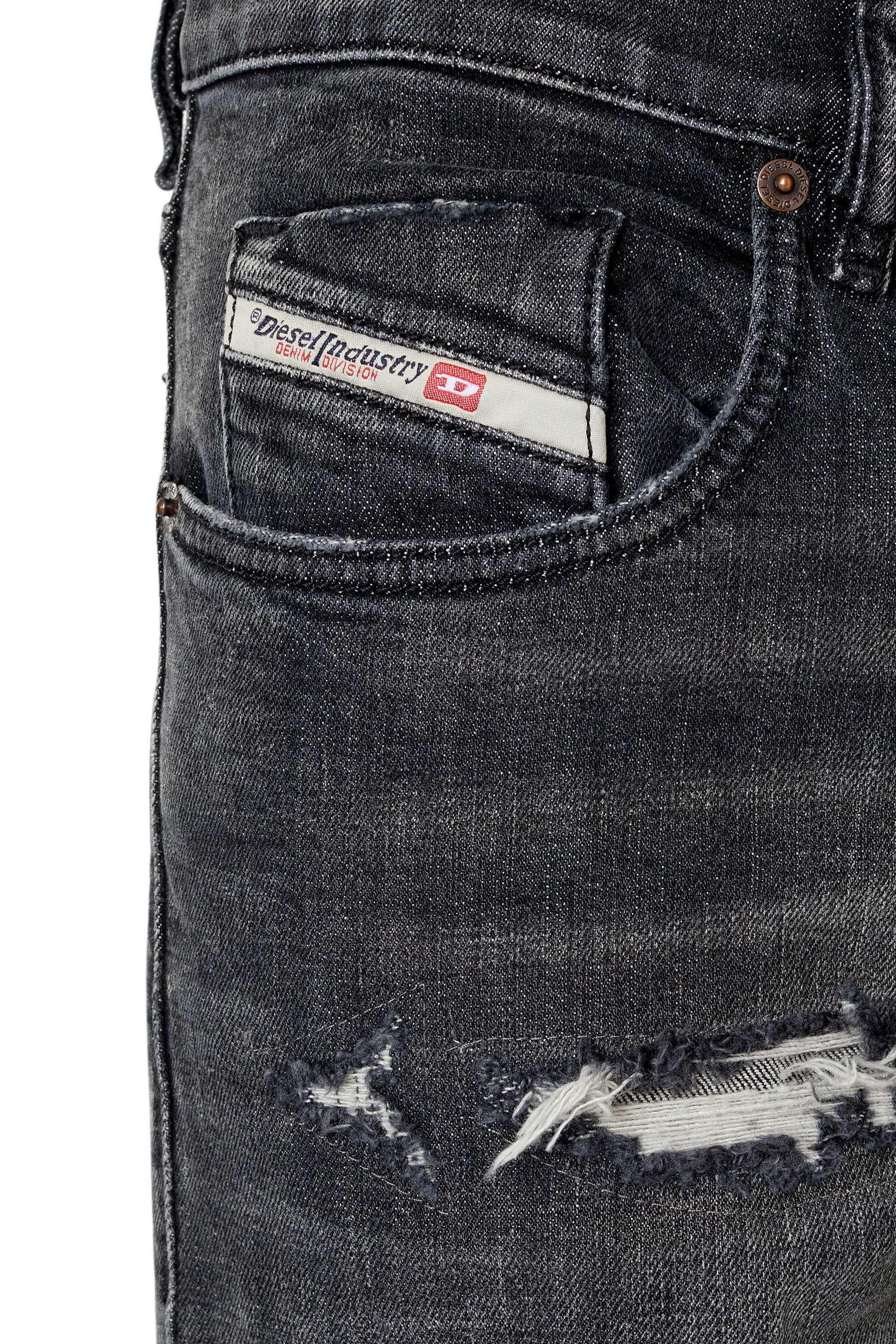 Diesel - 2019 D-STRUKT 09F07 Slim Jeans, Negro/Gris oscuro - Image 6