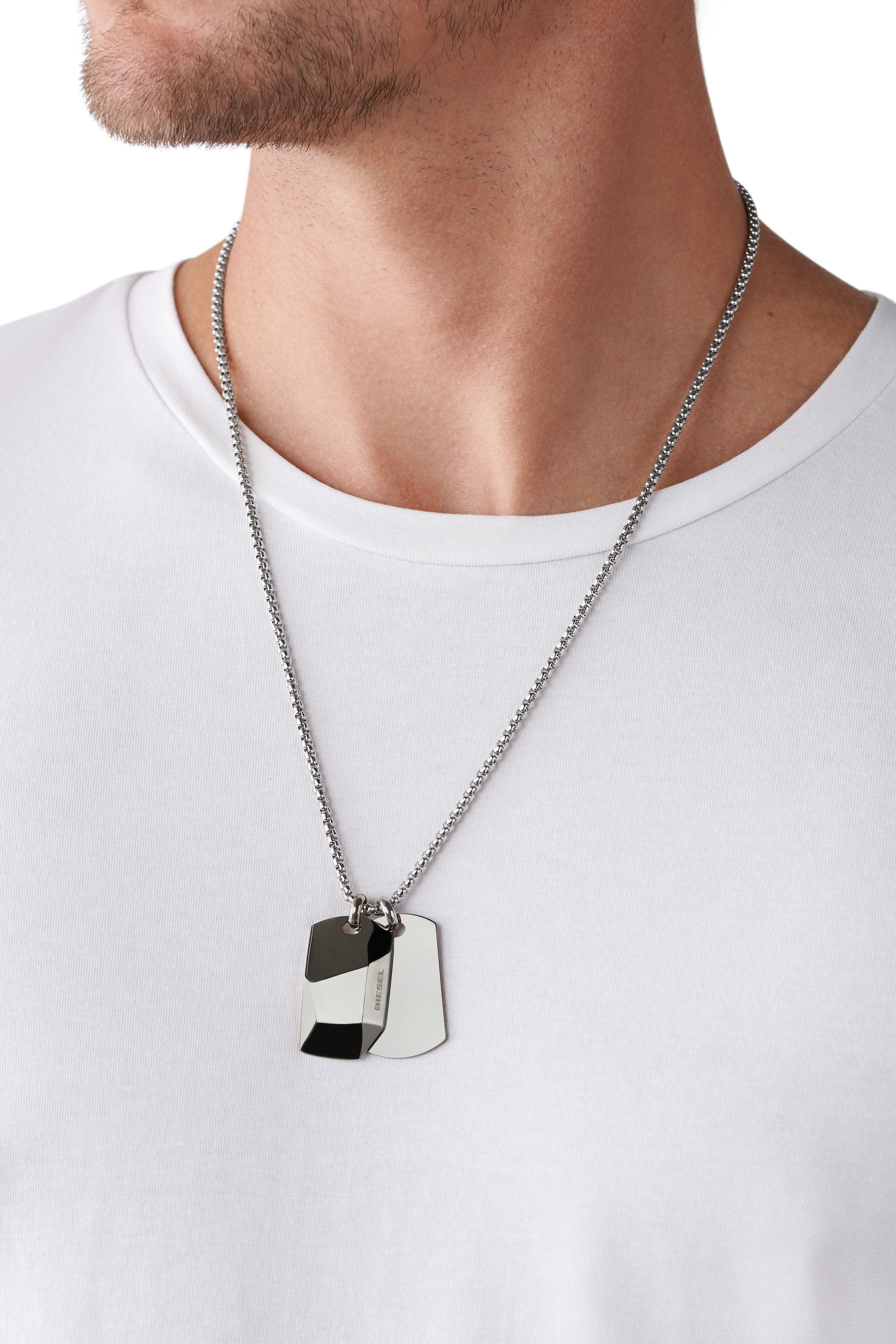 DX1143 Man Stainless steel double dog tag necklace Diesel