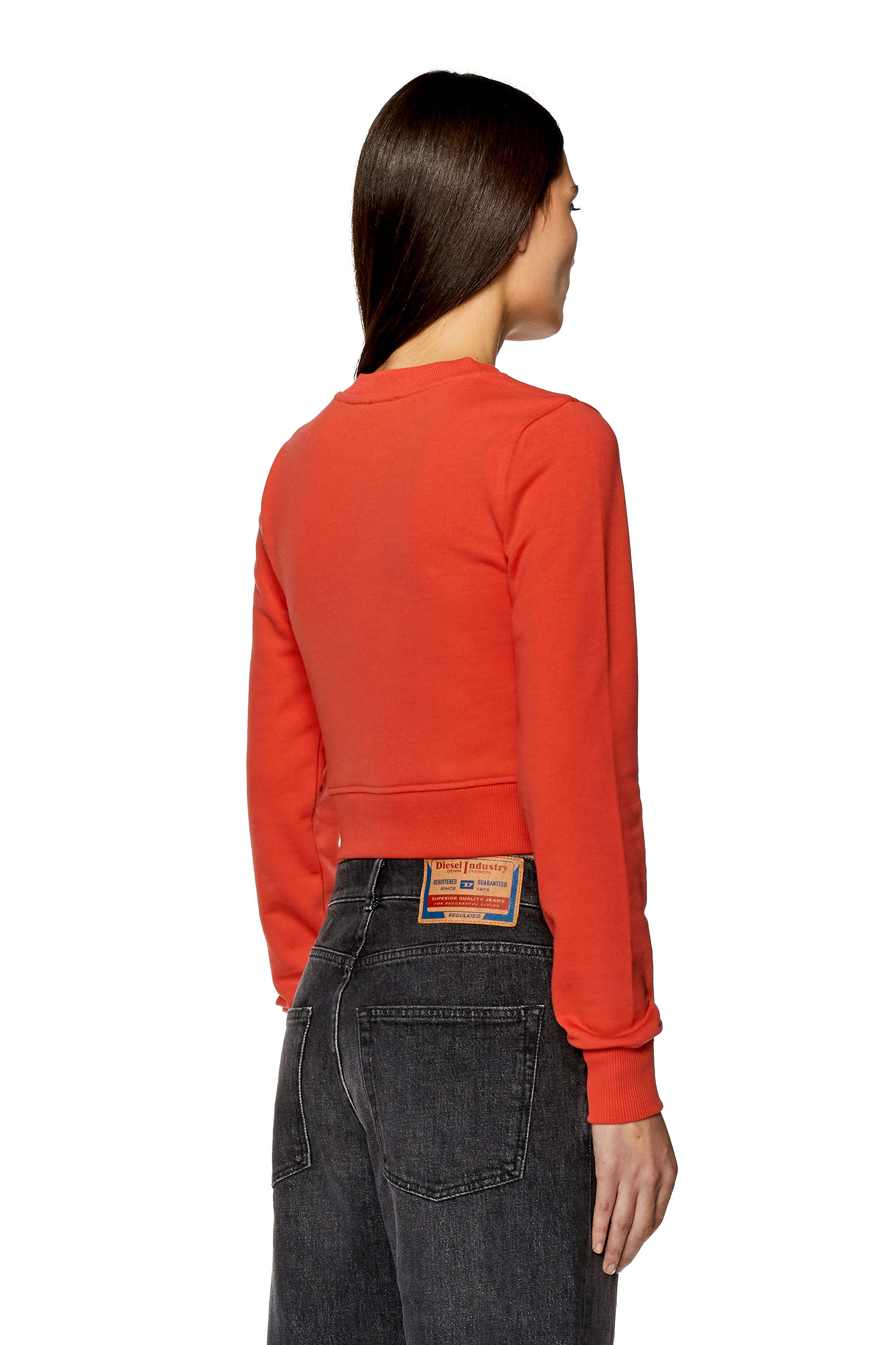 Women's Cropped sweatshirt with cut-out logo | Red | Diesel