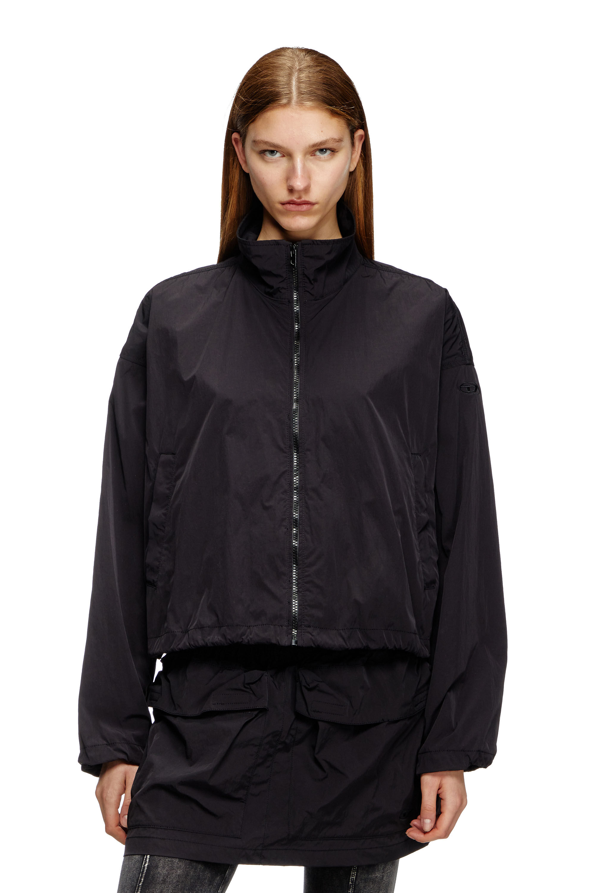 Women's Windbreaker in compact nylon | Black | Diesel Women's Windbreaker in compact nylon | Black | Diesel