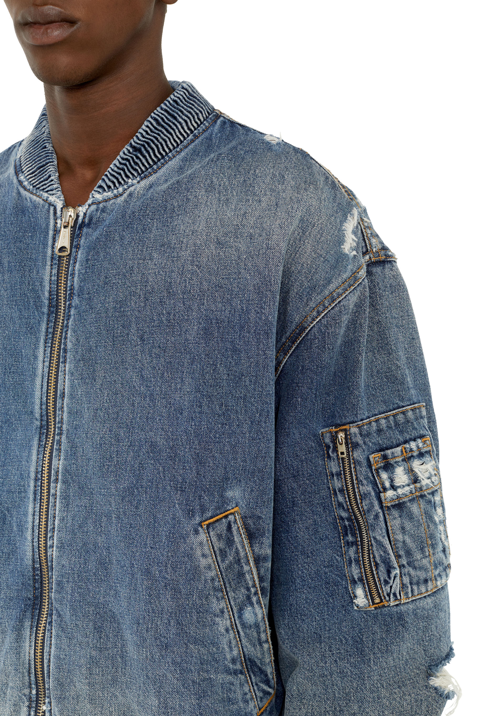 D-WELTIK Man: Destroyed padded bomber jacket | Diesel