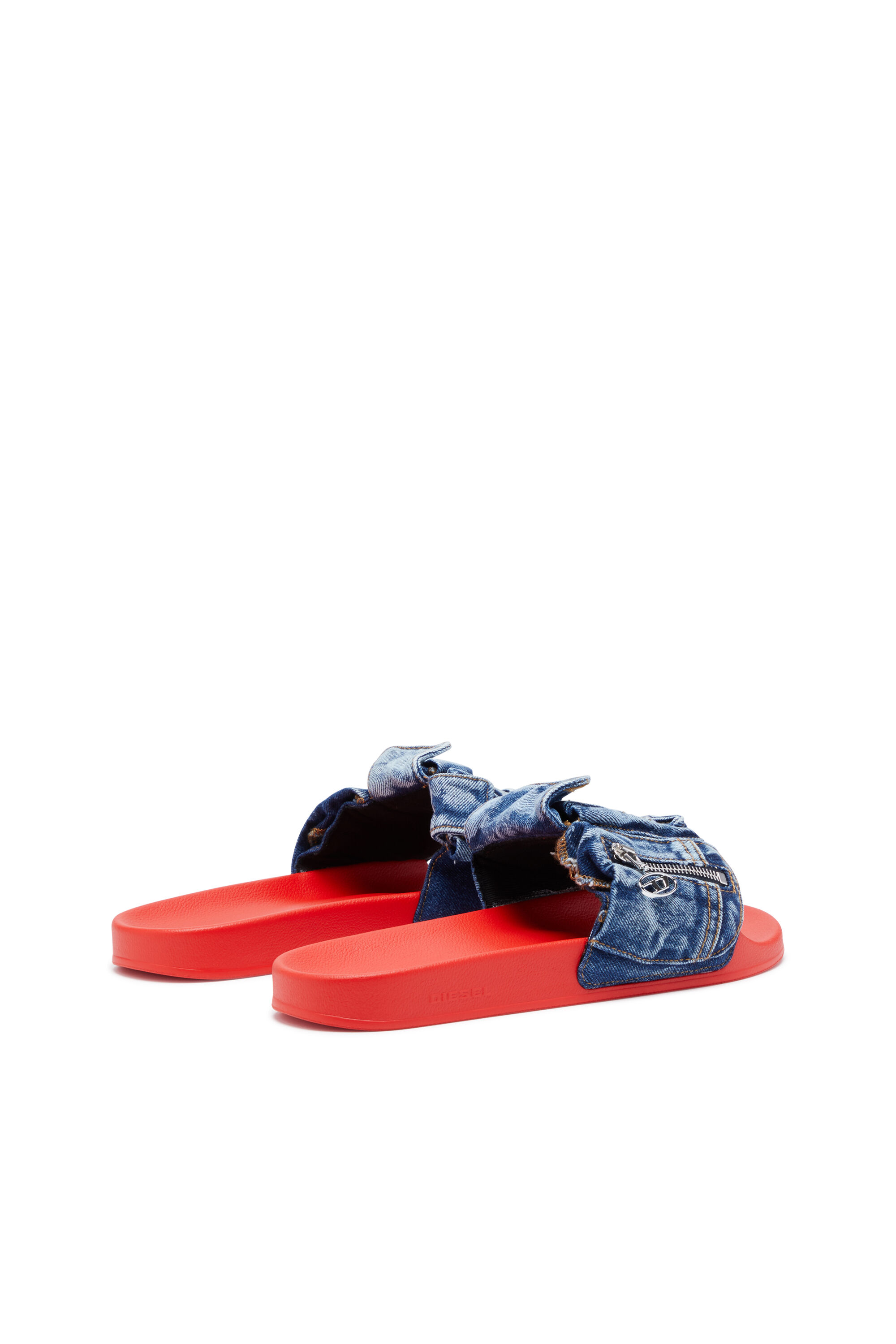 SA-MAYEMI PK Man: Denim pool slides with utility pockets