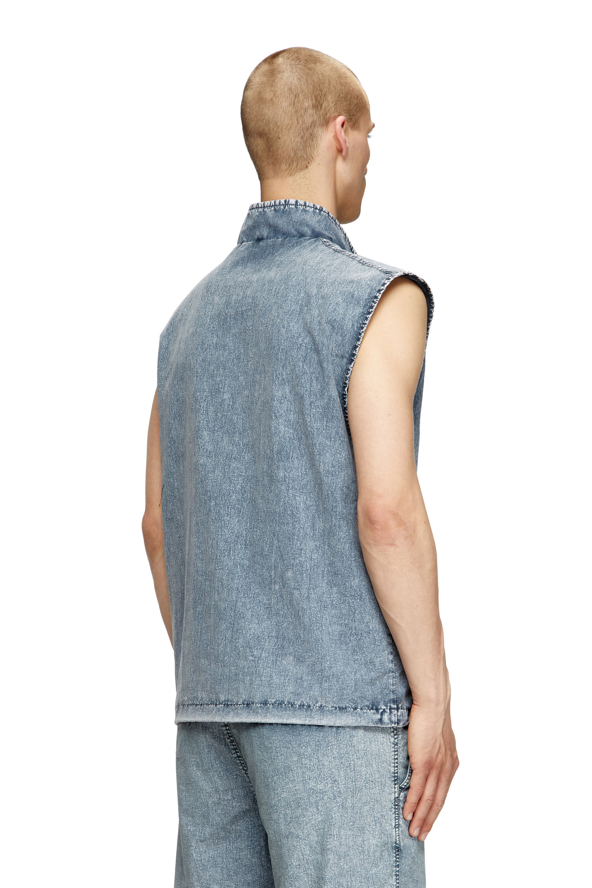 Diesel - J-ERB, Man's Vest in recycled nylon taslan in Medium blue - 5