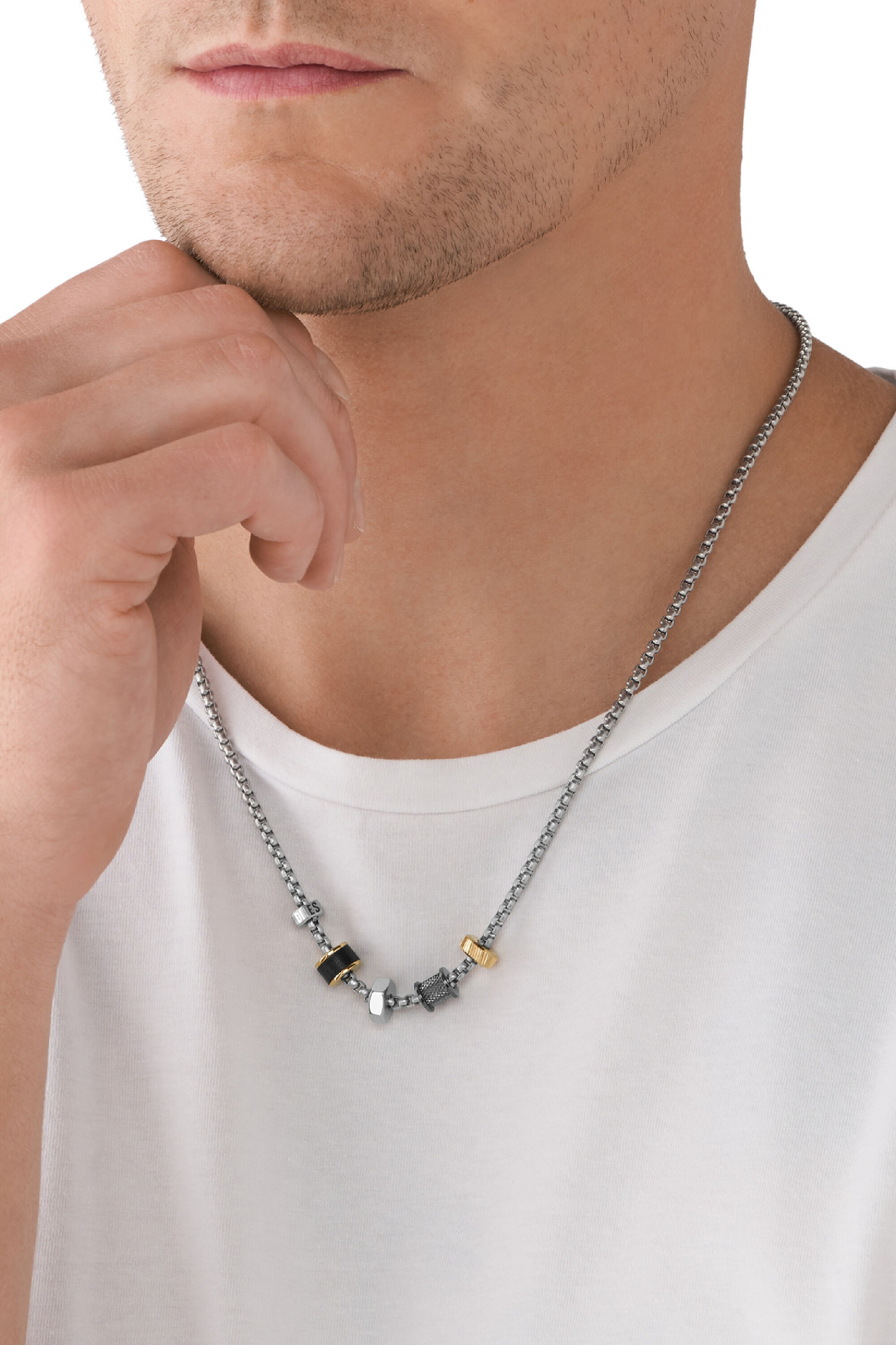 Diesel - DX1393, Collar de cadena de acero inoxidable Hombre in Plateado - 3
