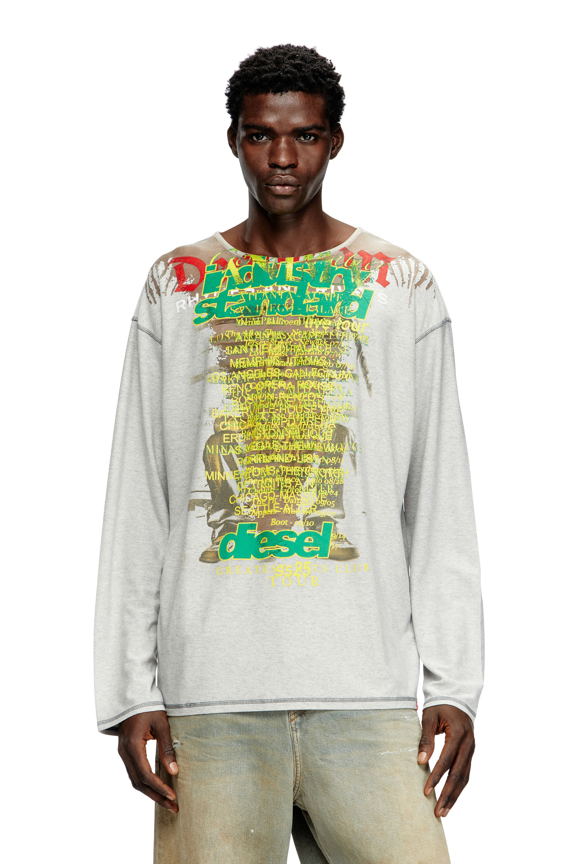Women's Long-sleeve T-shirt with lyrics print | Grey | Diesel