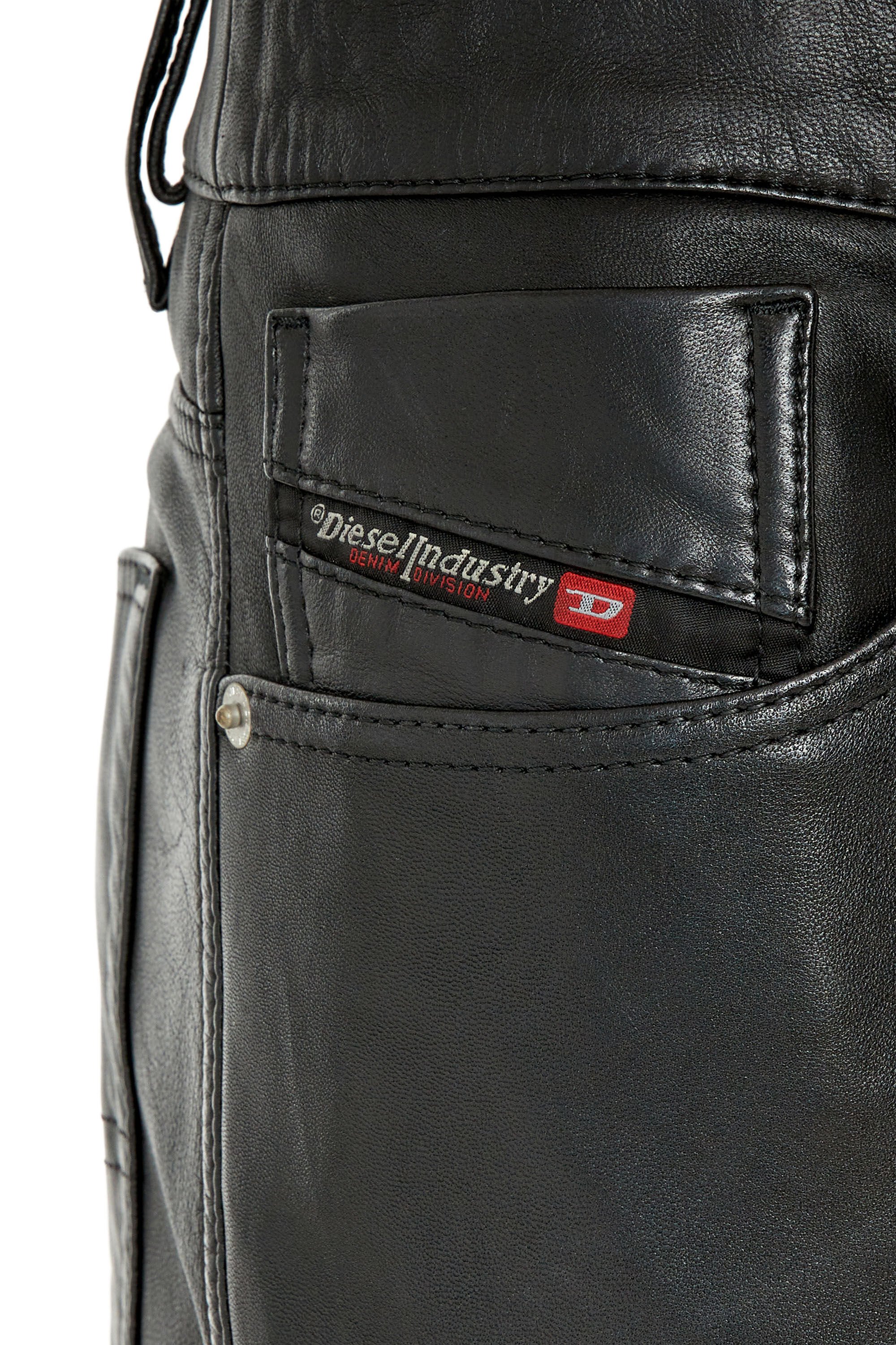 P METAL Man Leather pants with logo plaque Diesel