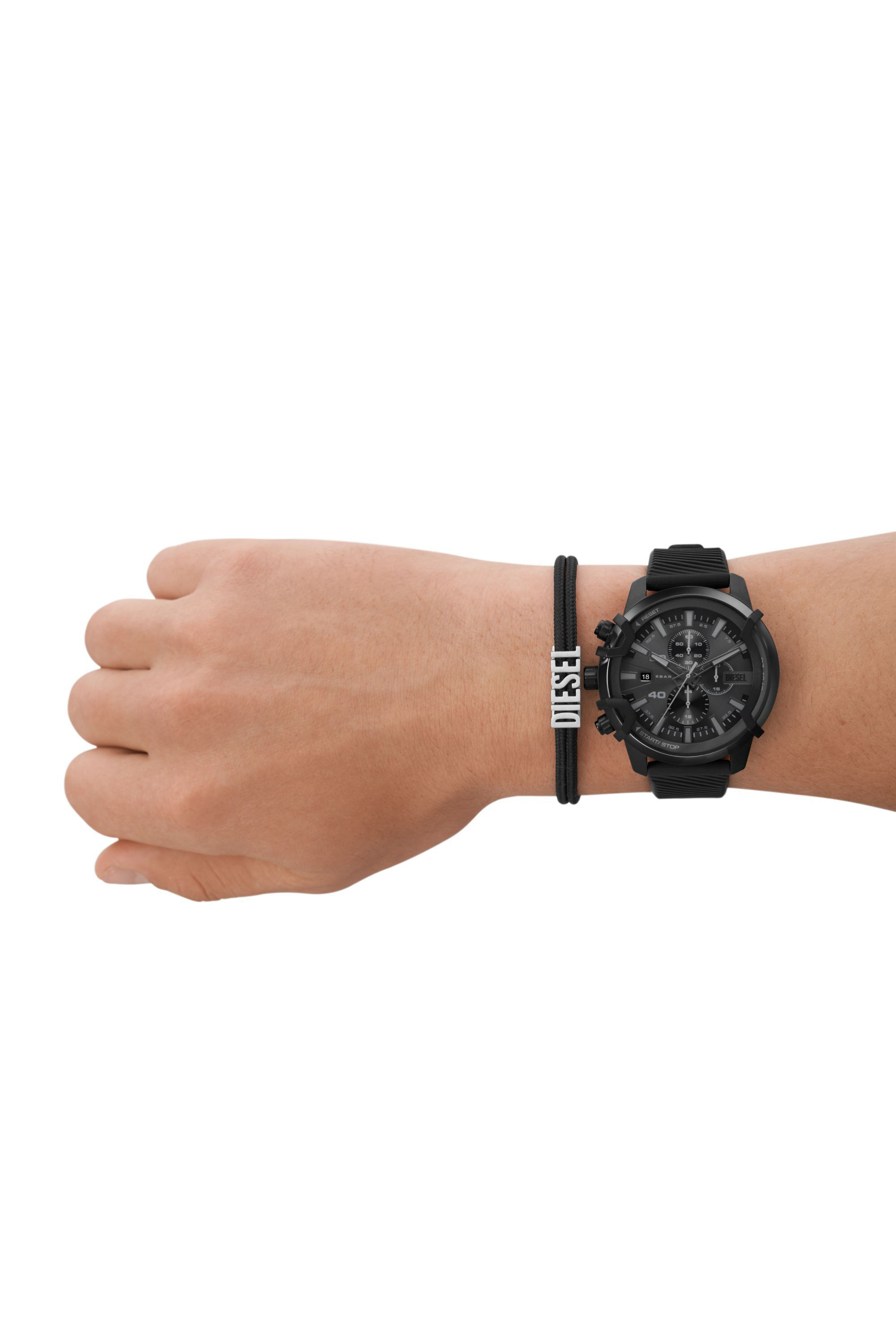 Men's Griffed silicone watch and bracelet set | Black | Diesel