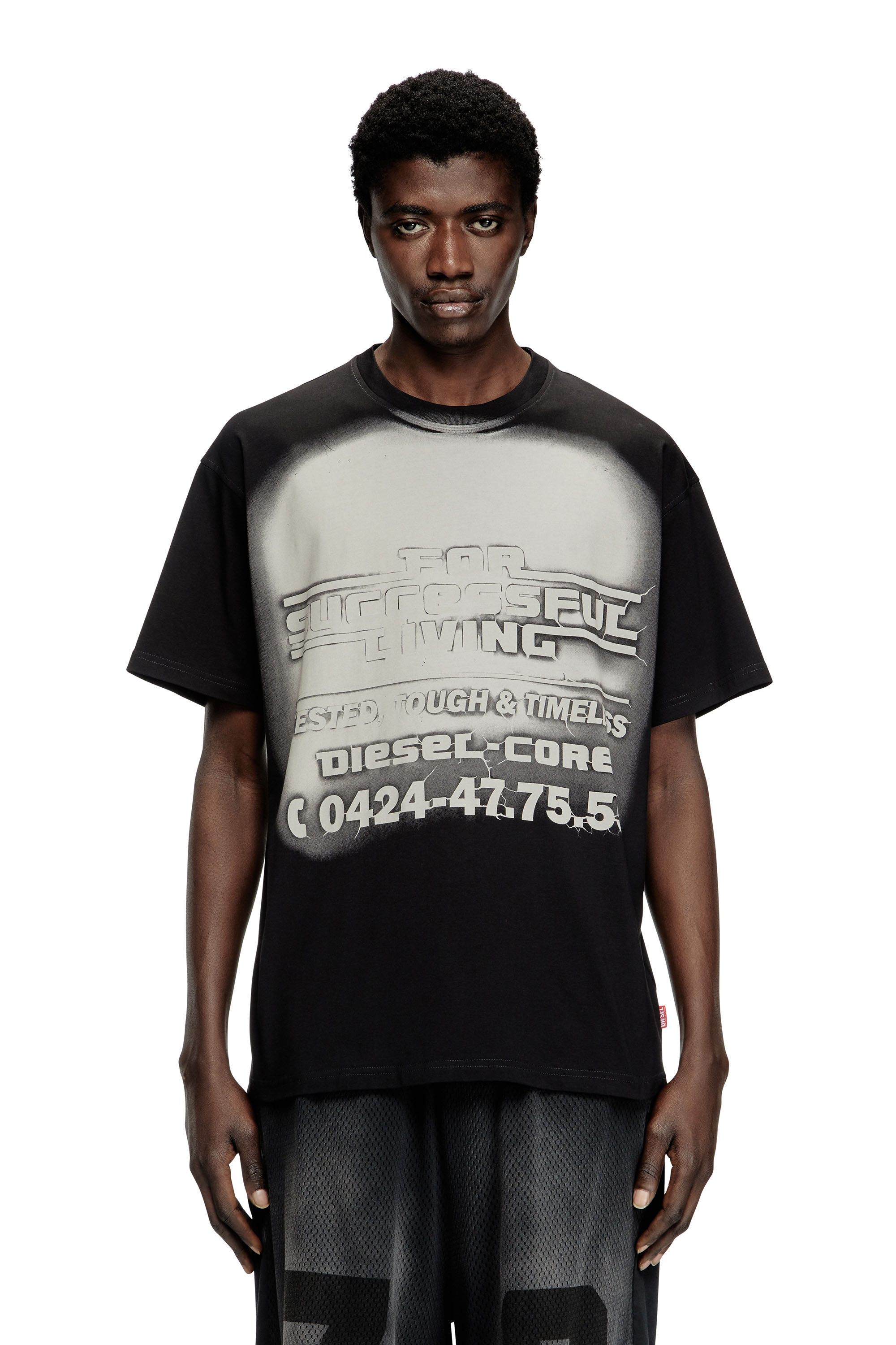 Men's T-shirt with blowout logo graphic | Black | Diesel