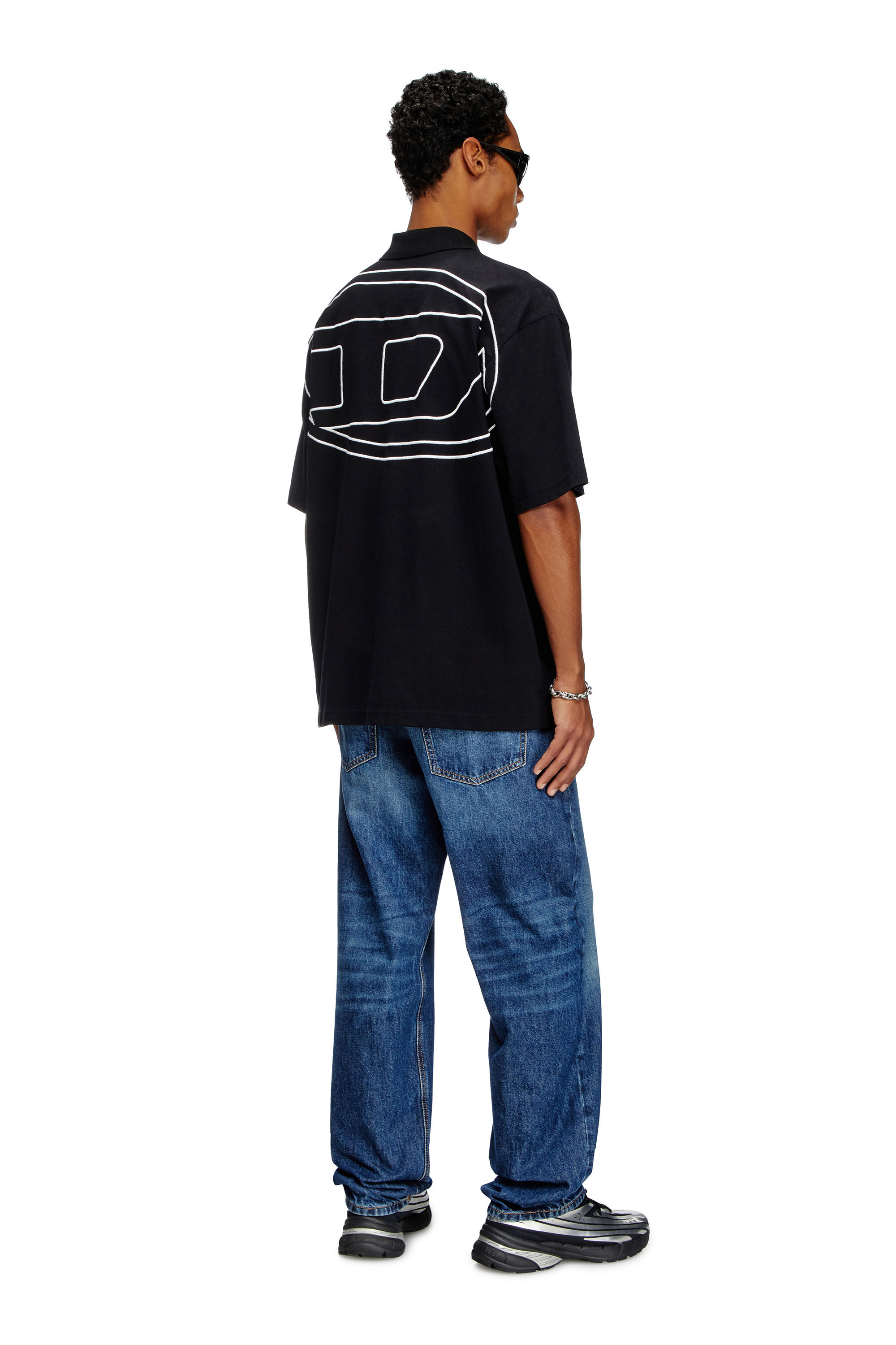 Diesel - T-VORT-MEGOVAL-D, Polo con bordado oval D grande Hombre in Negro - 1