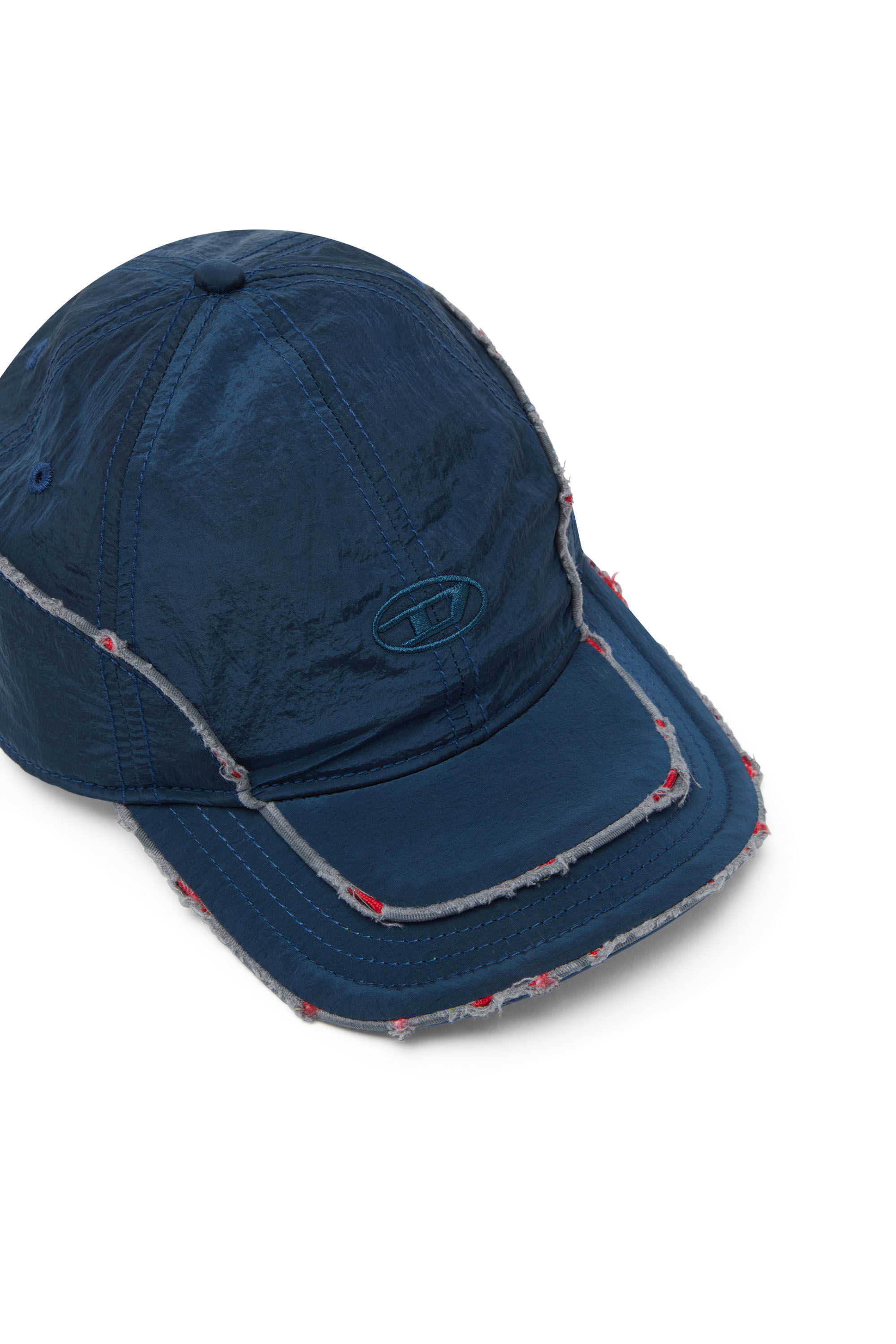 Men's Crinkled nylon baseball cap with tonal D | Blue | Diesel