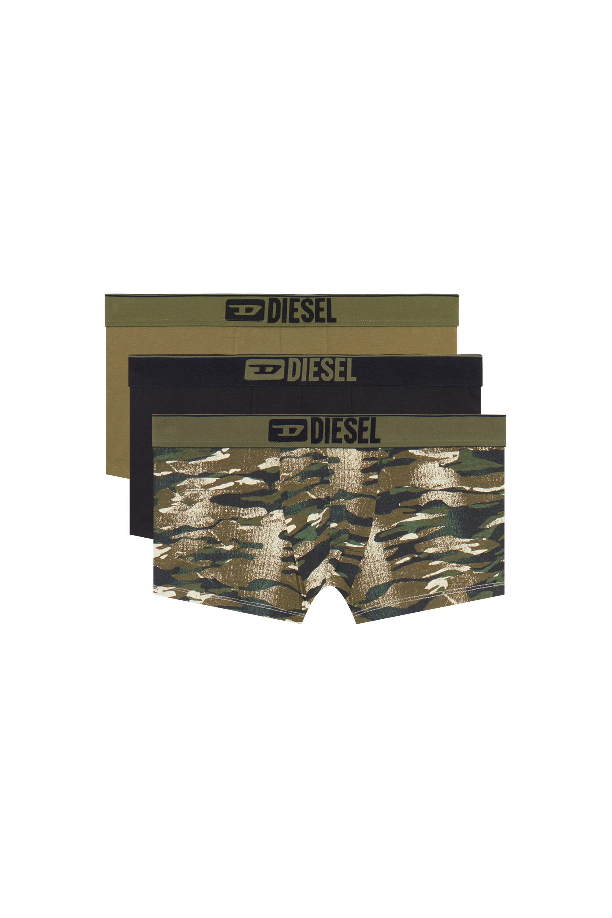 Diesel - UMBX-DAMIENTHREEPACK, Paquete de 3 bóxers ajustados lisos y de camuflaje Hombre in Verde - 4