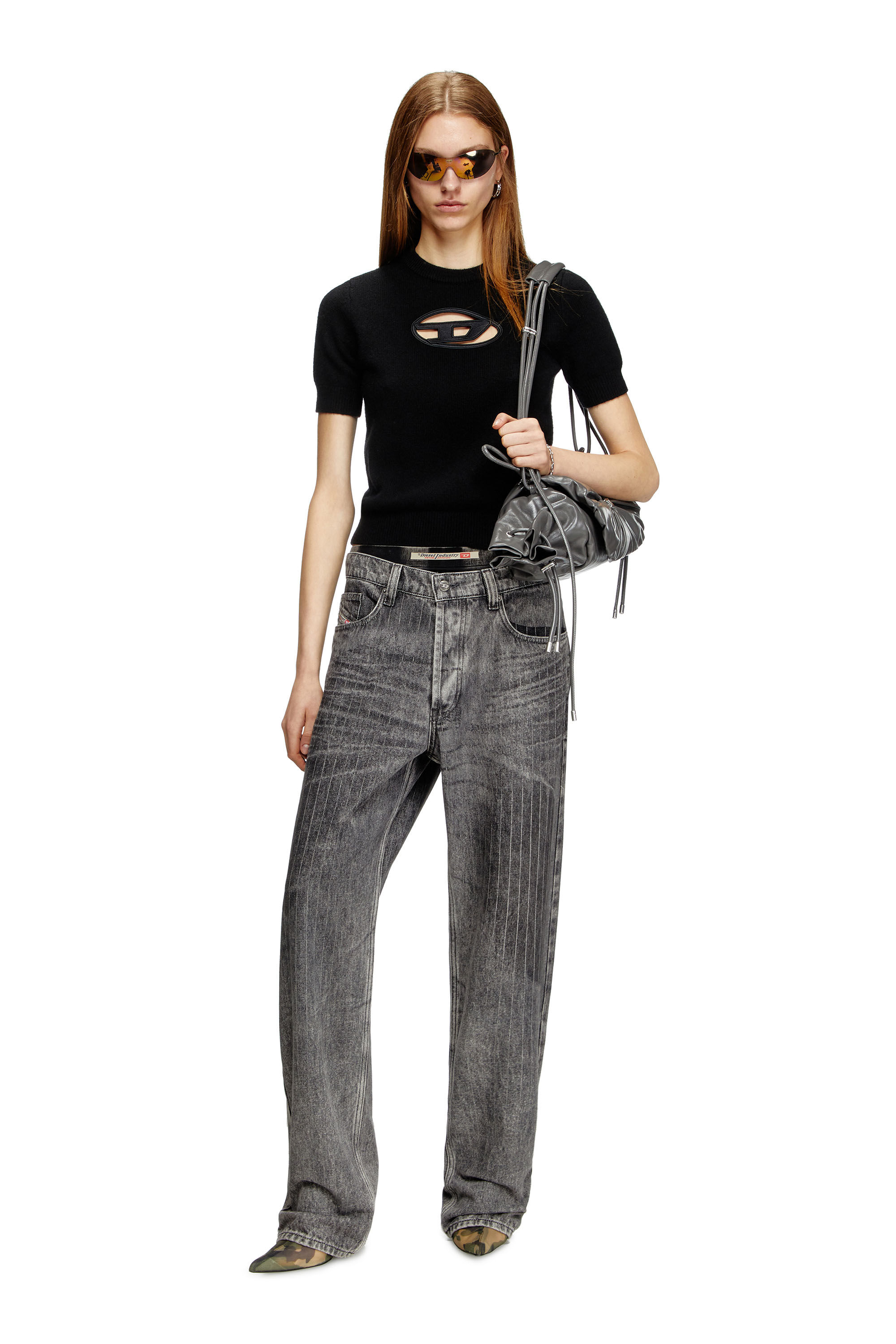 Diesel - M-ARGARIN-SS, Jersey de manga corta de mezcla de cachemira Mujer in Negro - 1