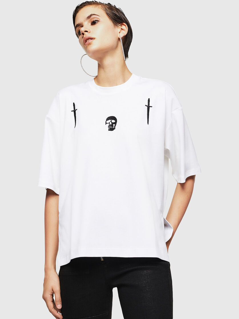 Telix A Women Boxy T Shirt With Embroidery Diesel Black Gold