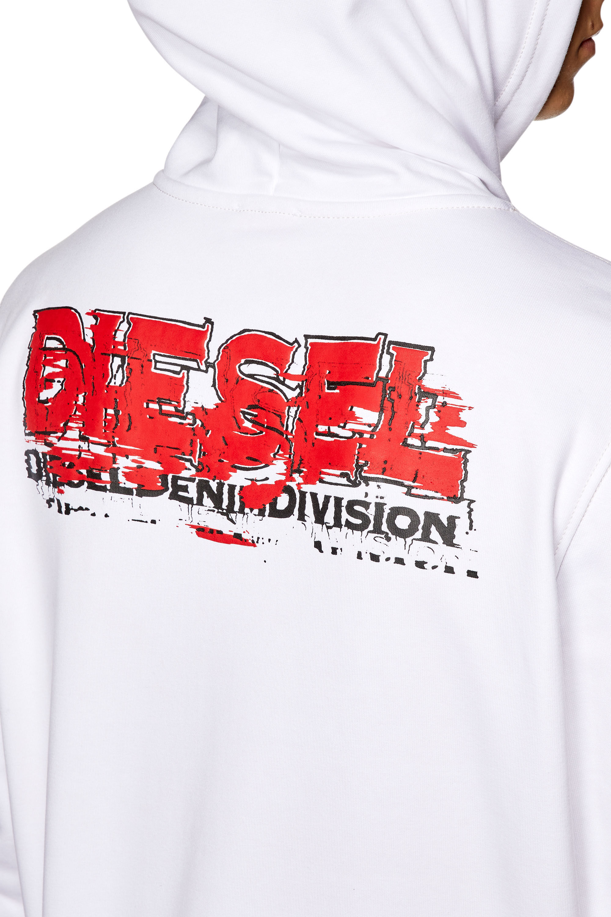 Diesel - S-GINN-HOOD-K37, Sudadera con capucha con logotipo estilo glitch Hombre in Blanco - 5