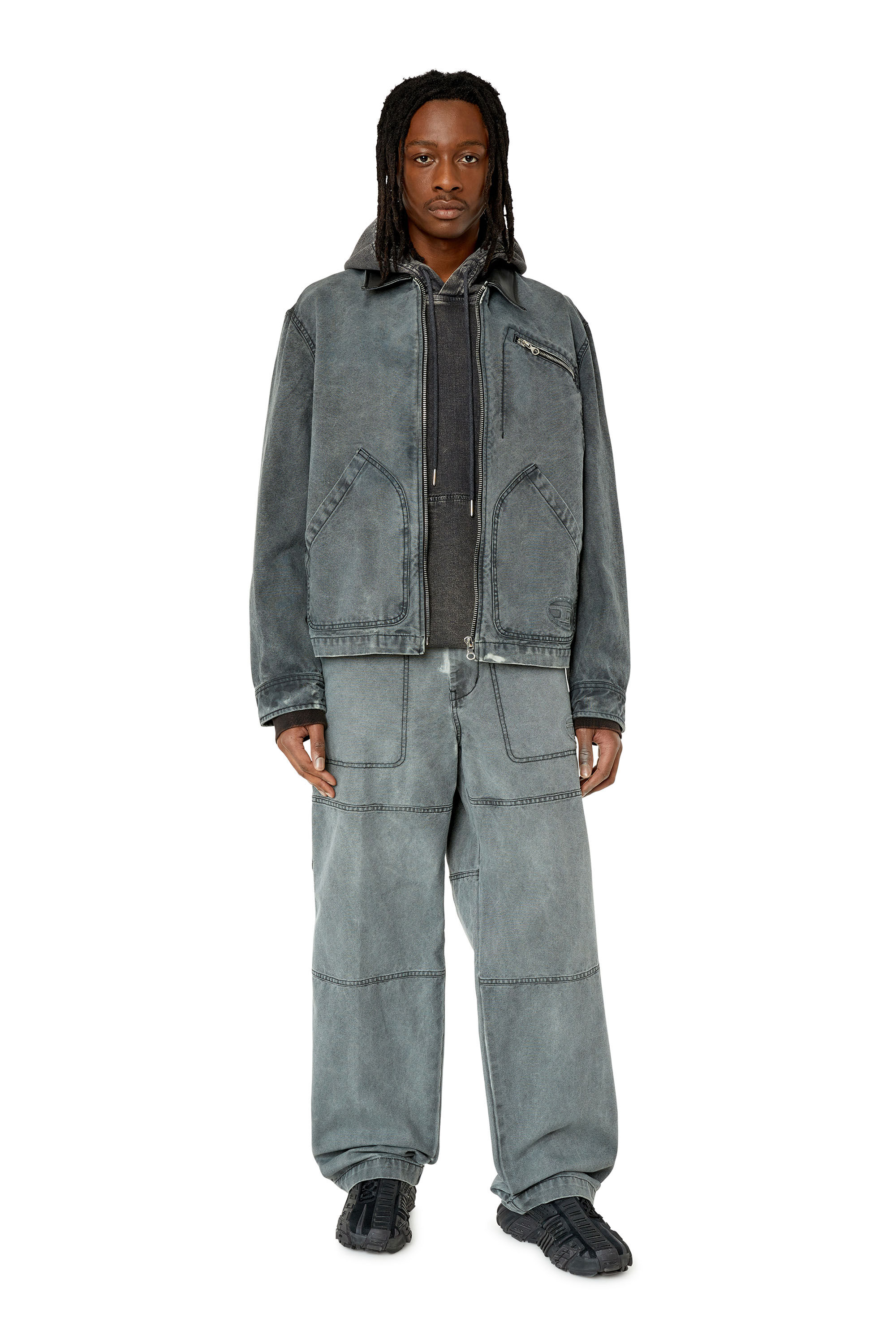 Diesel - P-CHART, Man's Workwear pants in treated canvas in Black - 1
