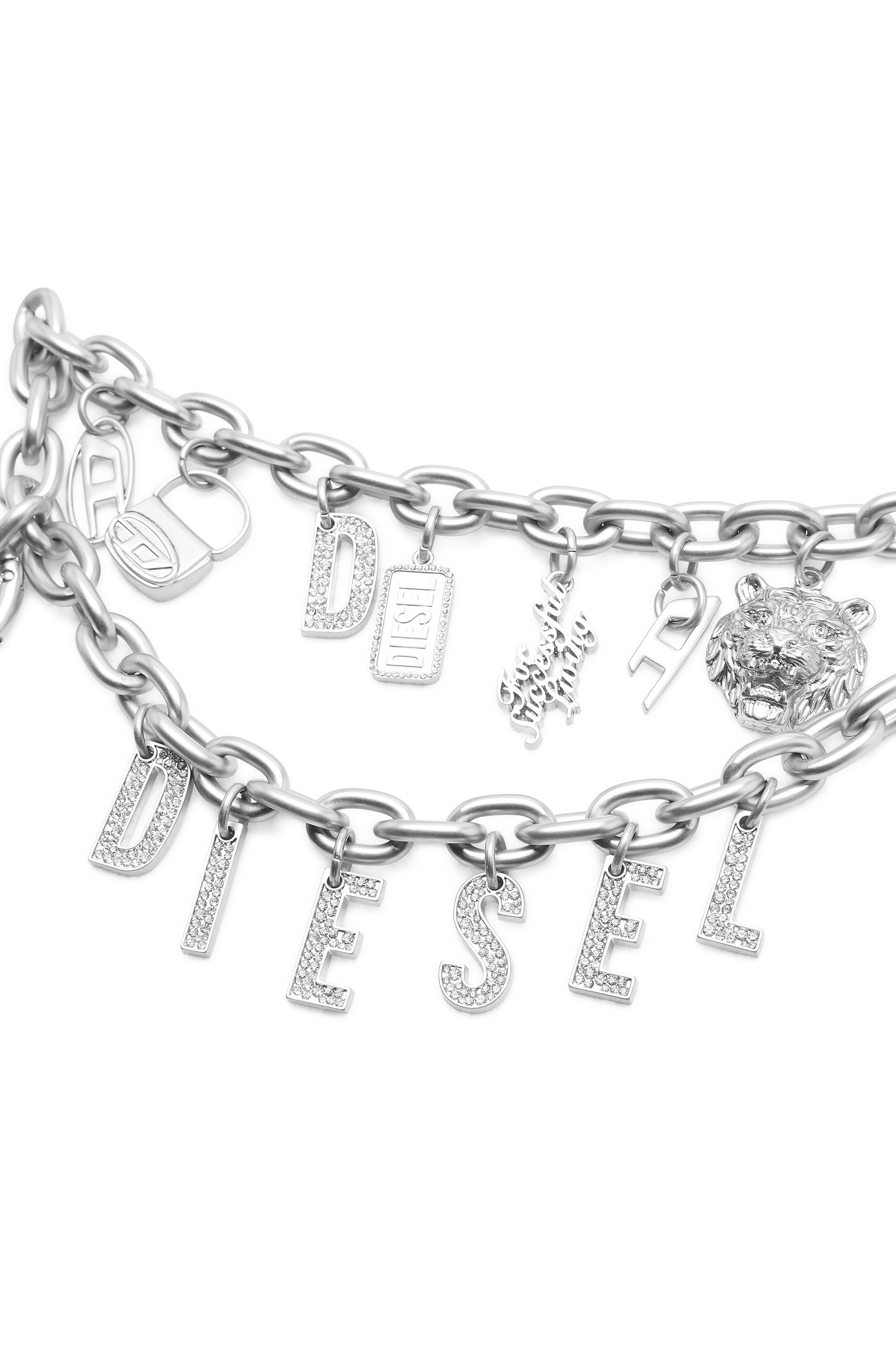 Diesel - HOSHI B-MULTICHARM CHAIN, Cinturón de cadena con múltiples colgantes Unisex in Plateado - 3