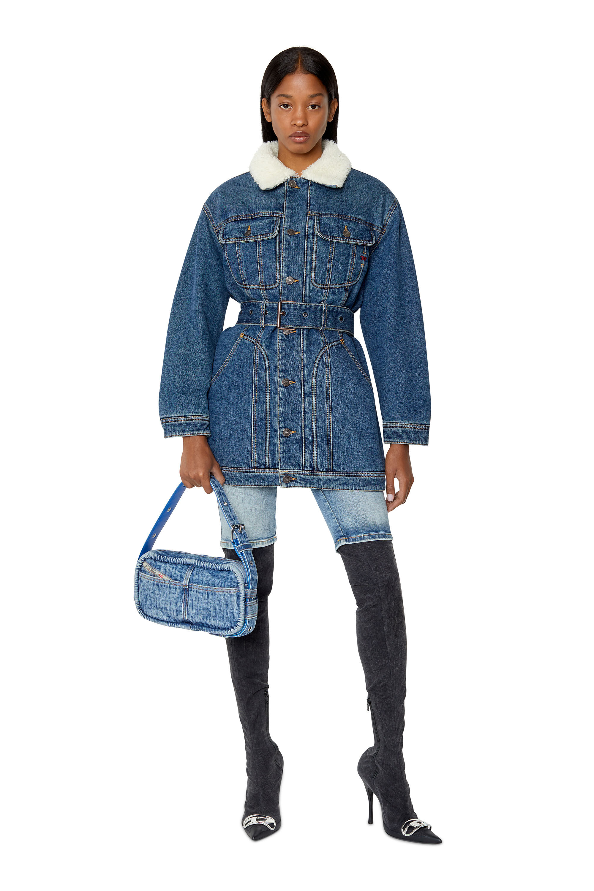DE-FLAMINIA-T Woman: Teddy-lined trucker coat | Diesel
