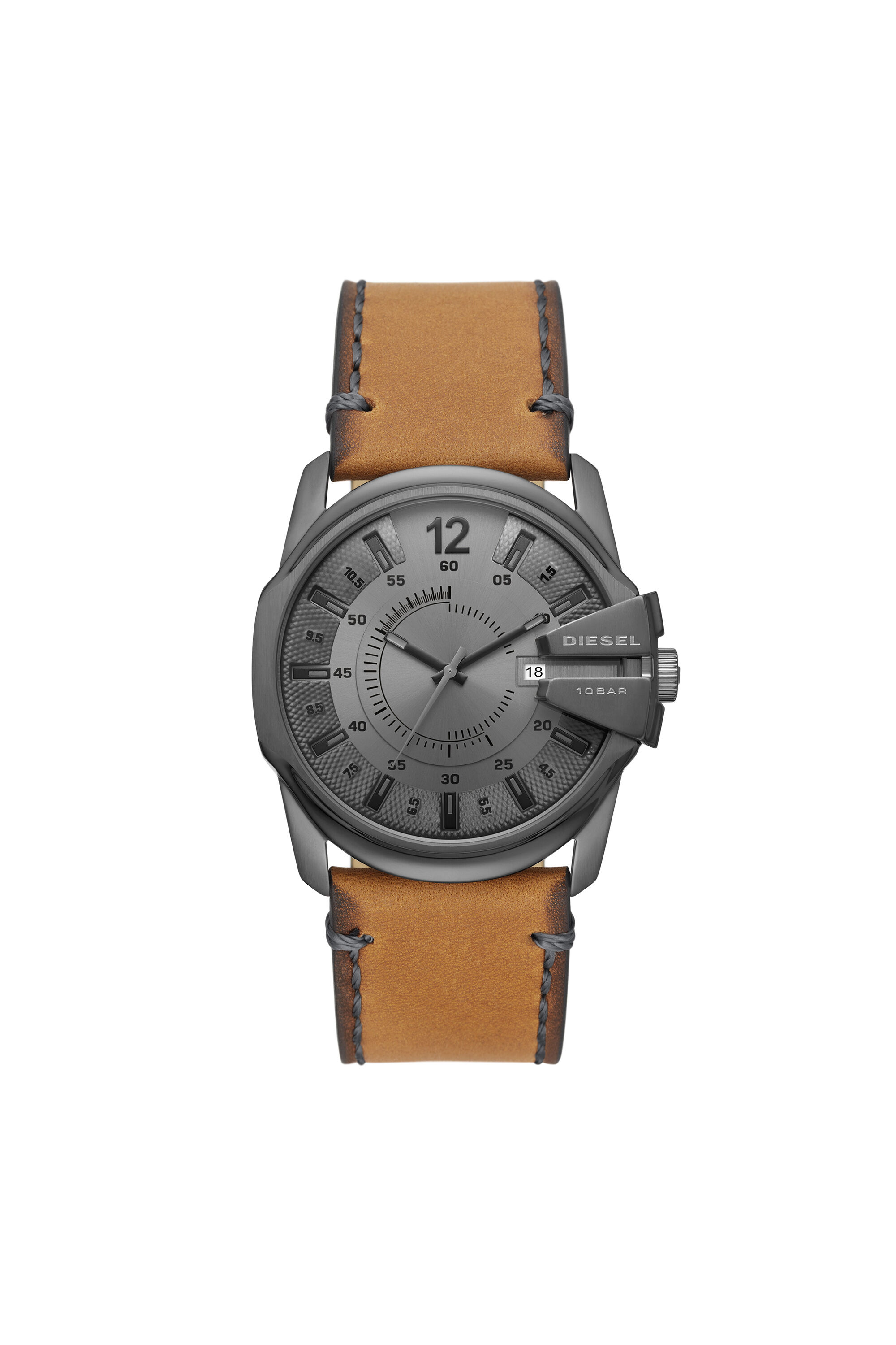 DZ1964 Man: Master Chief three-hand brown leather watch | Diesel