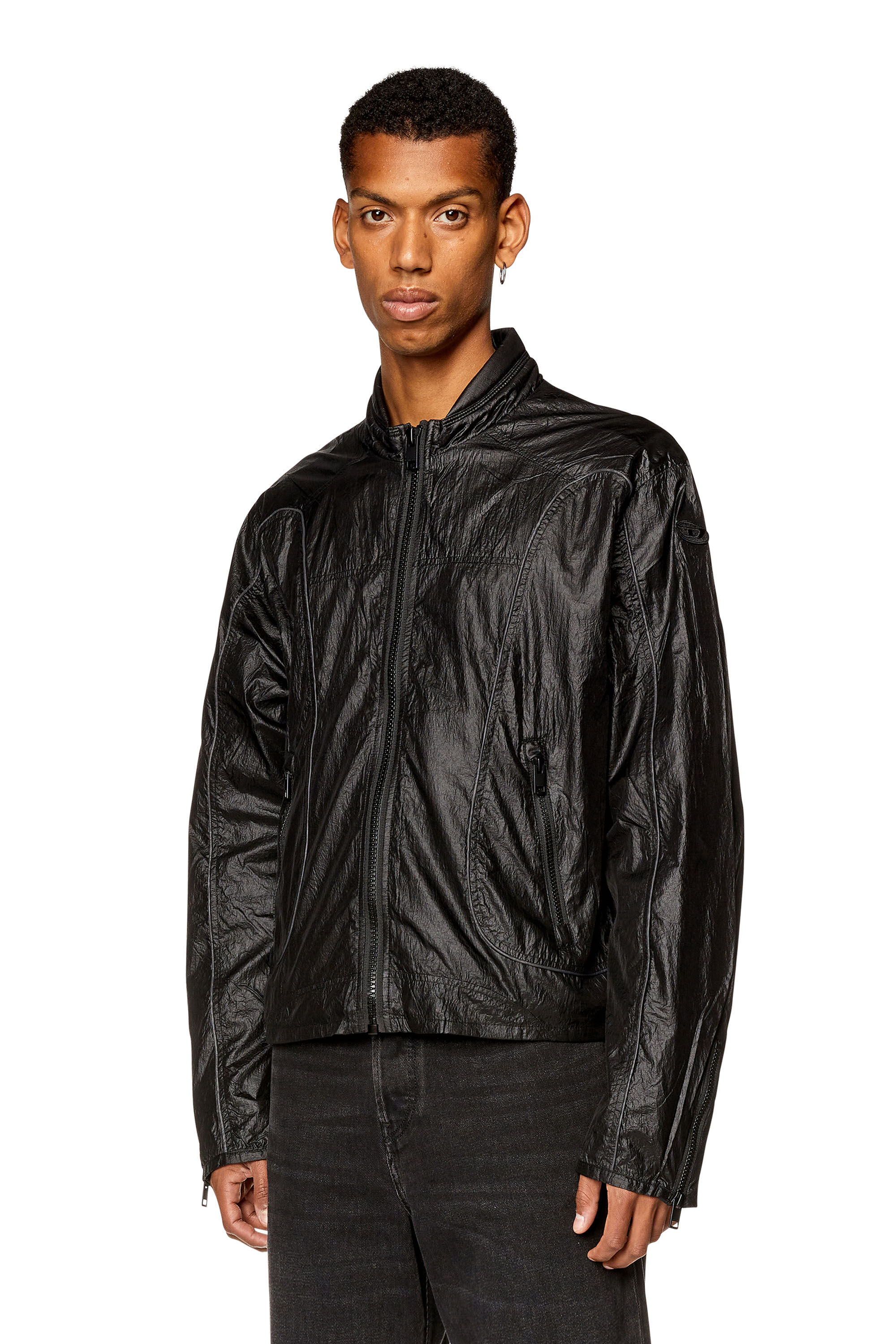Men's Nylon jacket with contrast detailing | Black | Diesel
