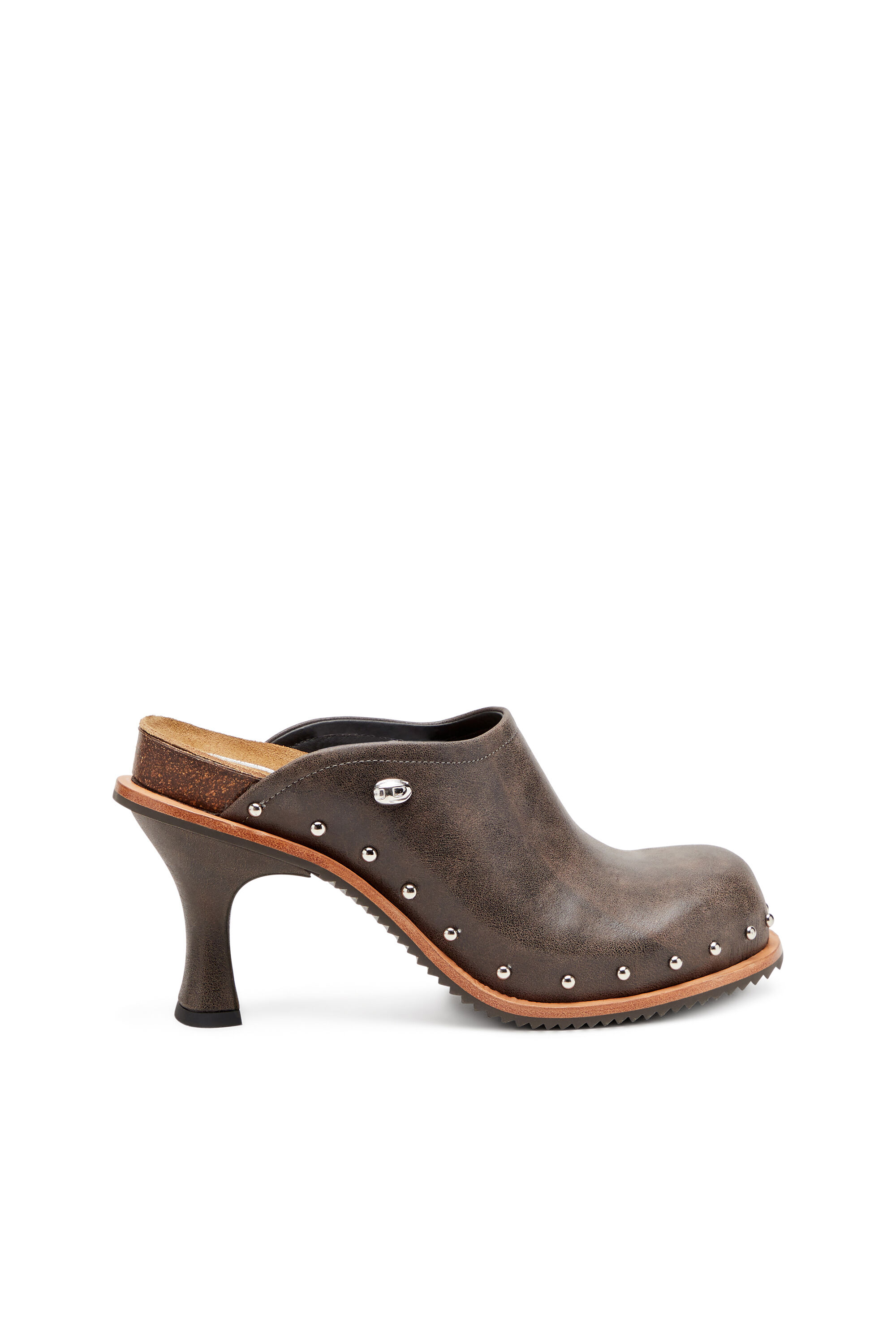 Women's D-Woodstock-Studded leather mules | Brown | Diesel