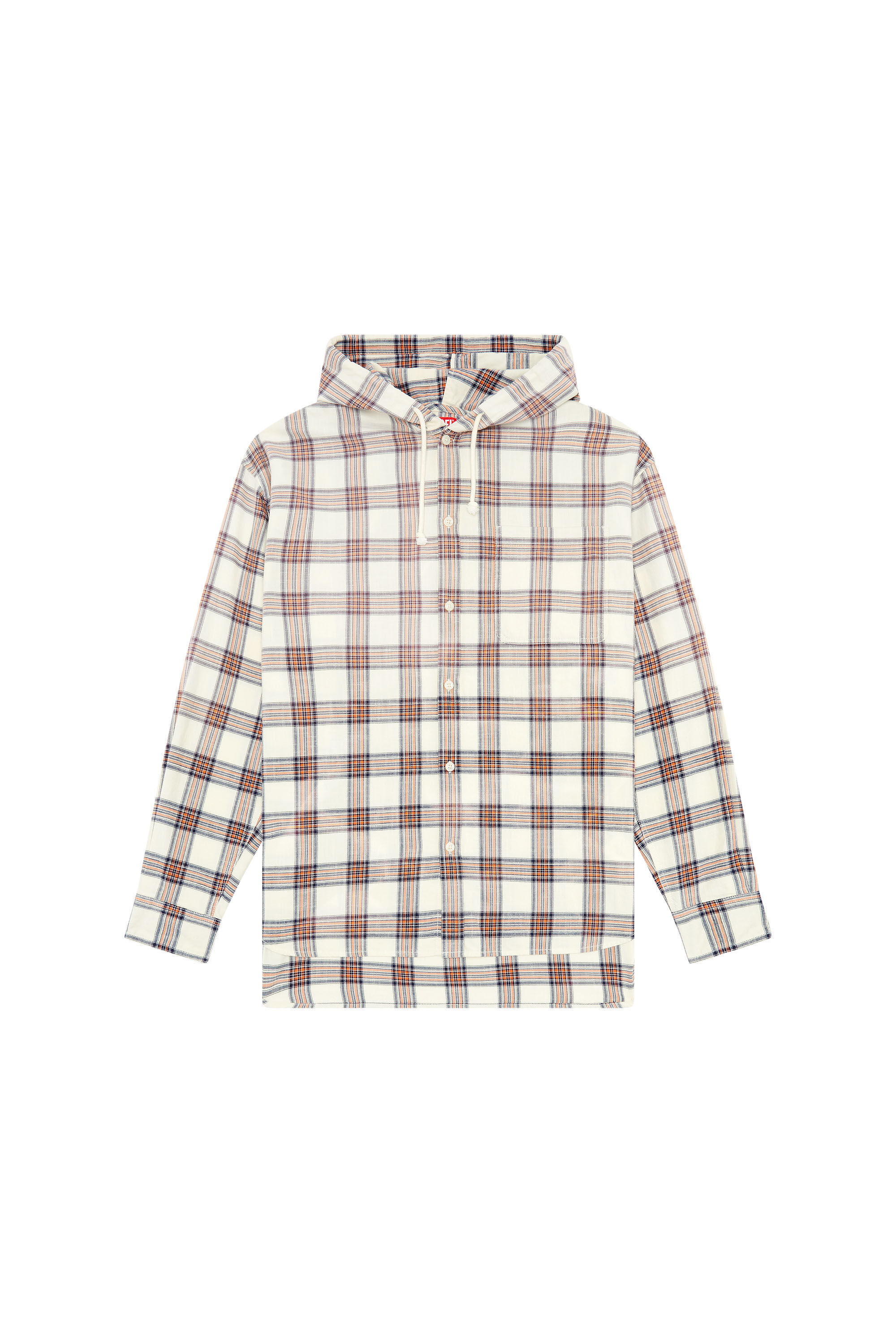 Men's Hooded overshirt in check cotton flannel | S-DEWNY-HOOD Diesel