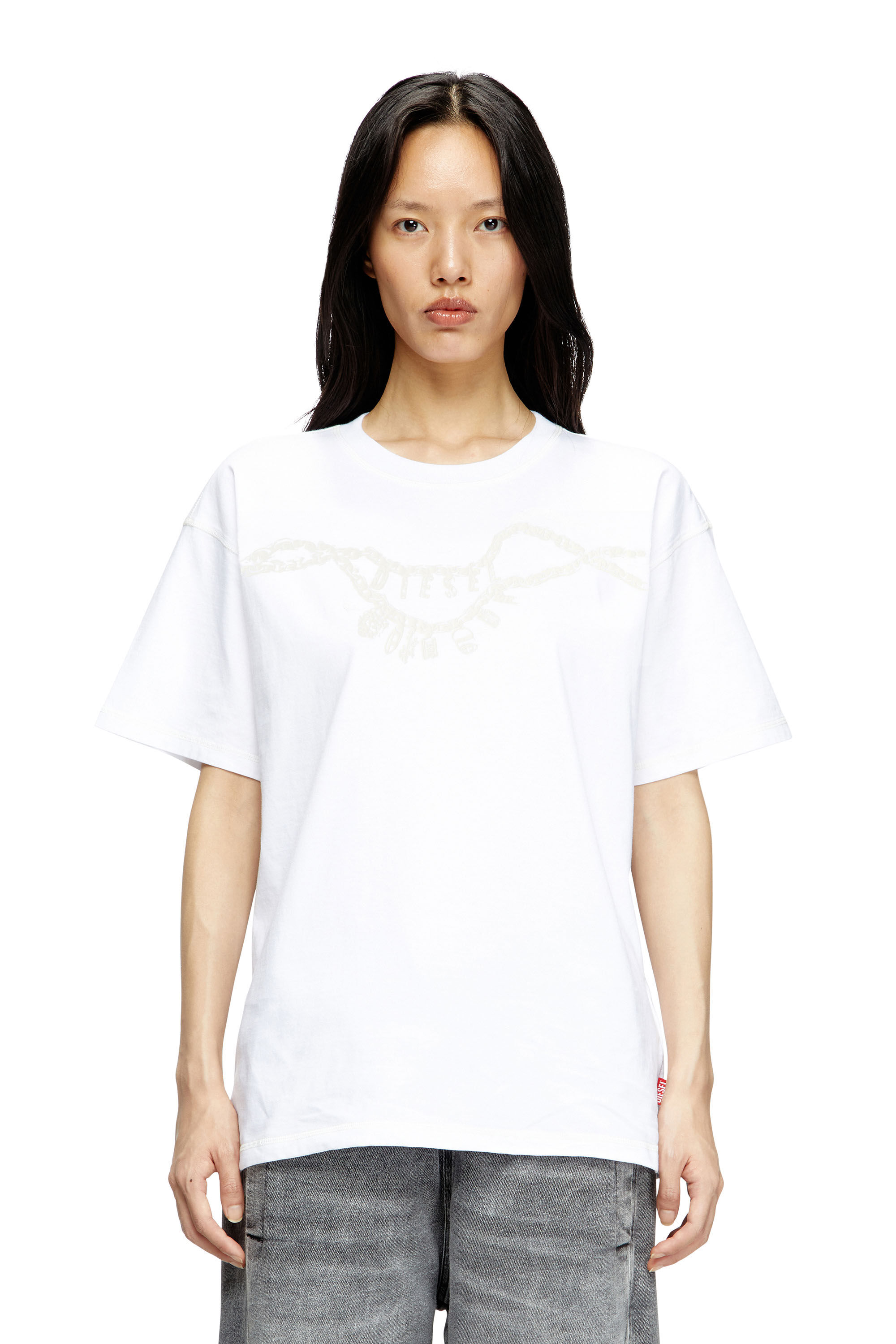Women's T-shirt with charm necklace print | White | Diesel Women's T-shirt with charm necklace print | White | Diesel