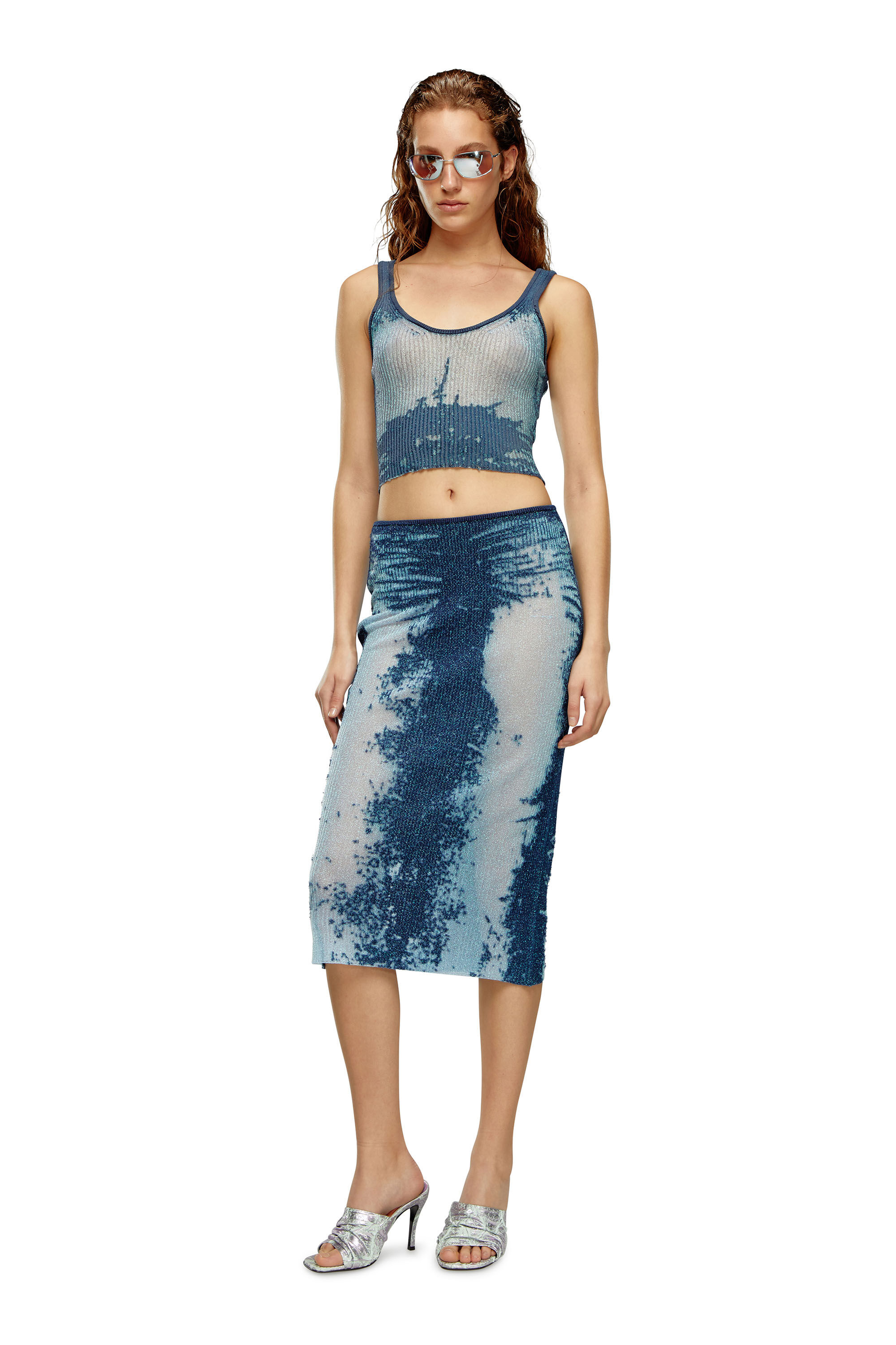【PORTERNA】Diver mid-length skirt Thomasina Linen Midi Skirt-Navy | Boden USA