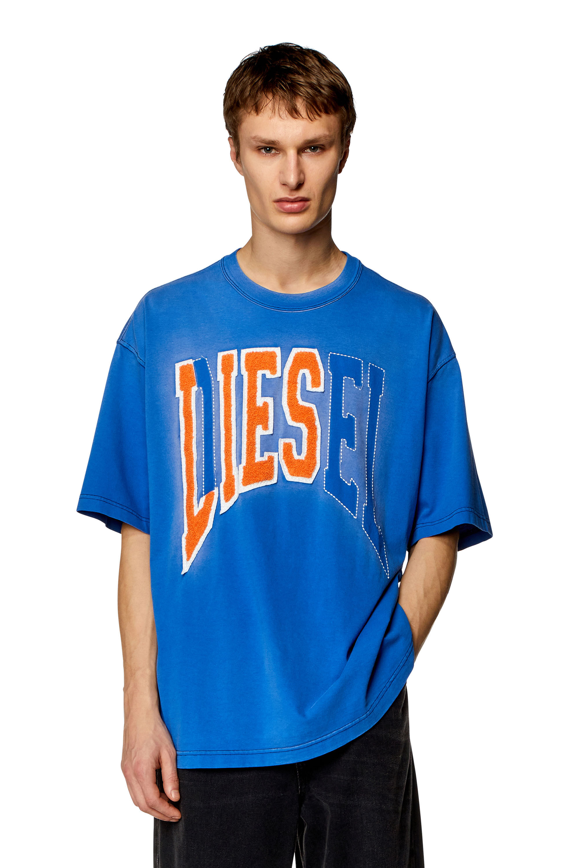 Men's Oversized T-shirt with Diesel Lies logo | Blue | Diesel