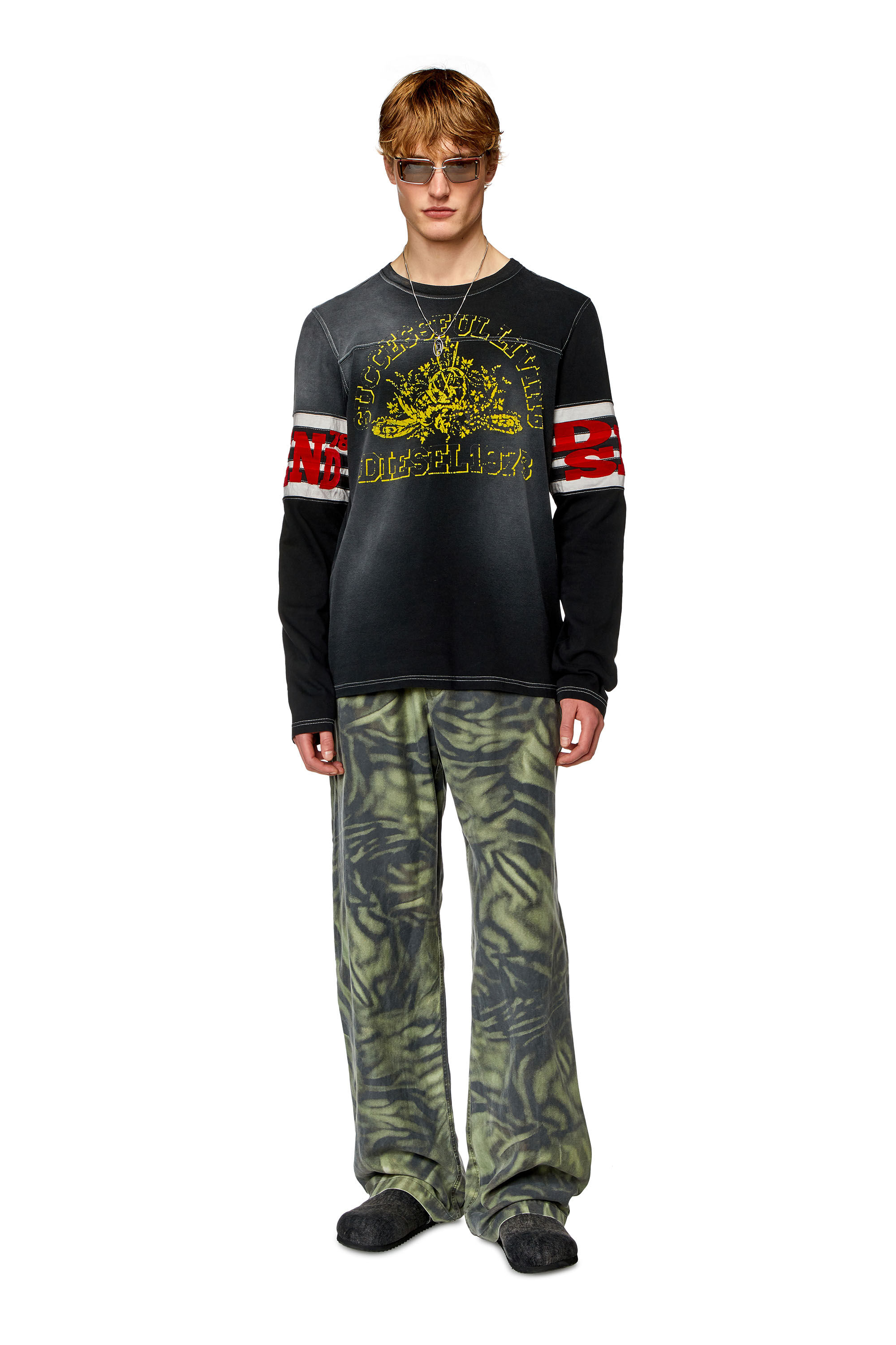 Men's Twill pants with zebra-camo print | Green | Diesel