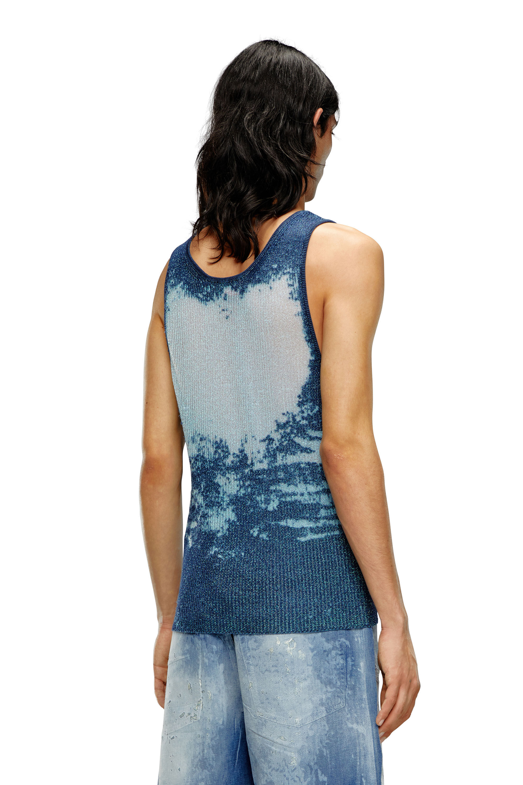 Men's Tank top in devoré metallic knit | Blue | Diesel