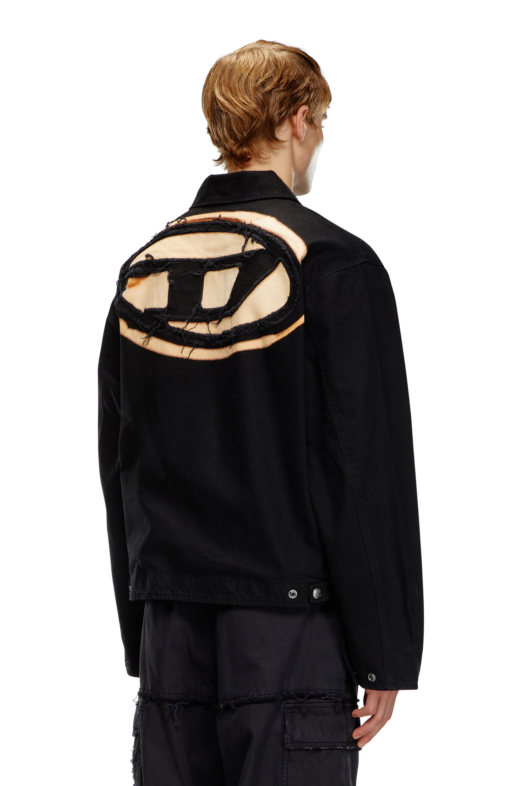 Diesel - J-TAYLOR-BLEACH, Man's Denim blouson jacket with bleached logo in Black - 5