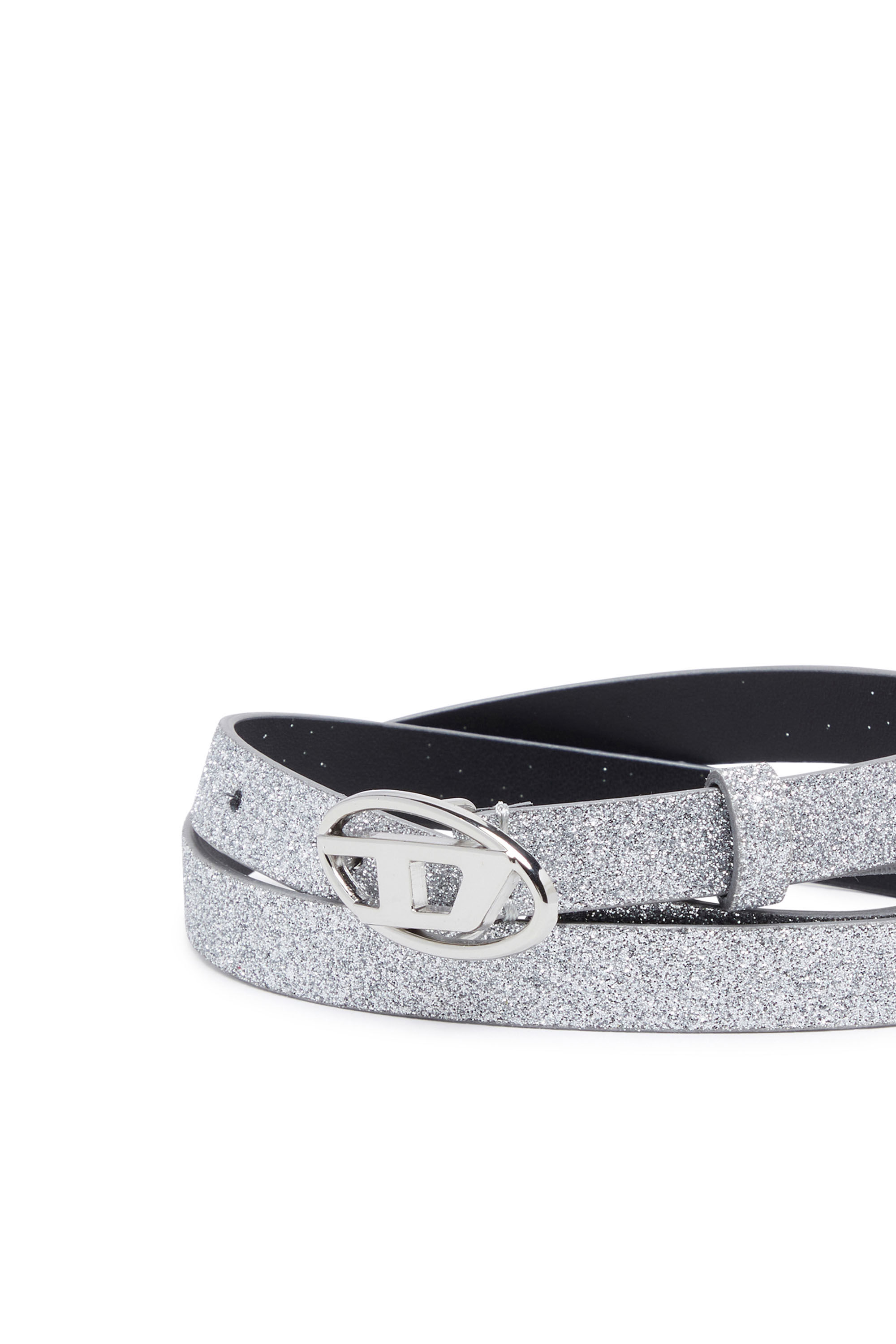 ベルト DIESEL Woman Belt Silver X09727P1660 H0535 Women's 2cm slim metallic belt | White | Diesel