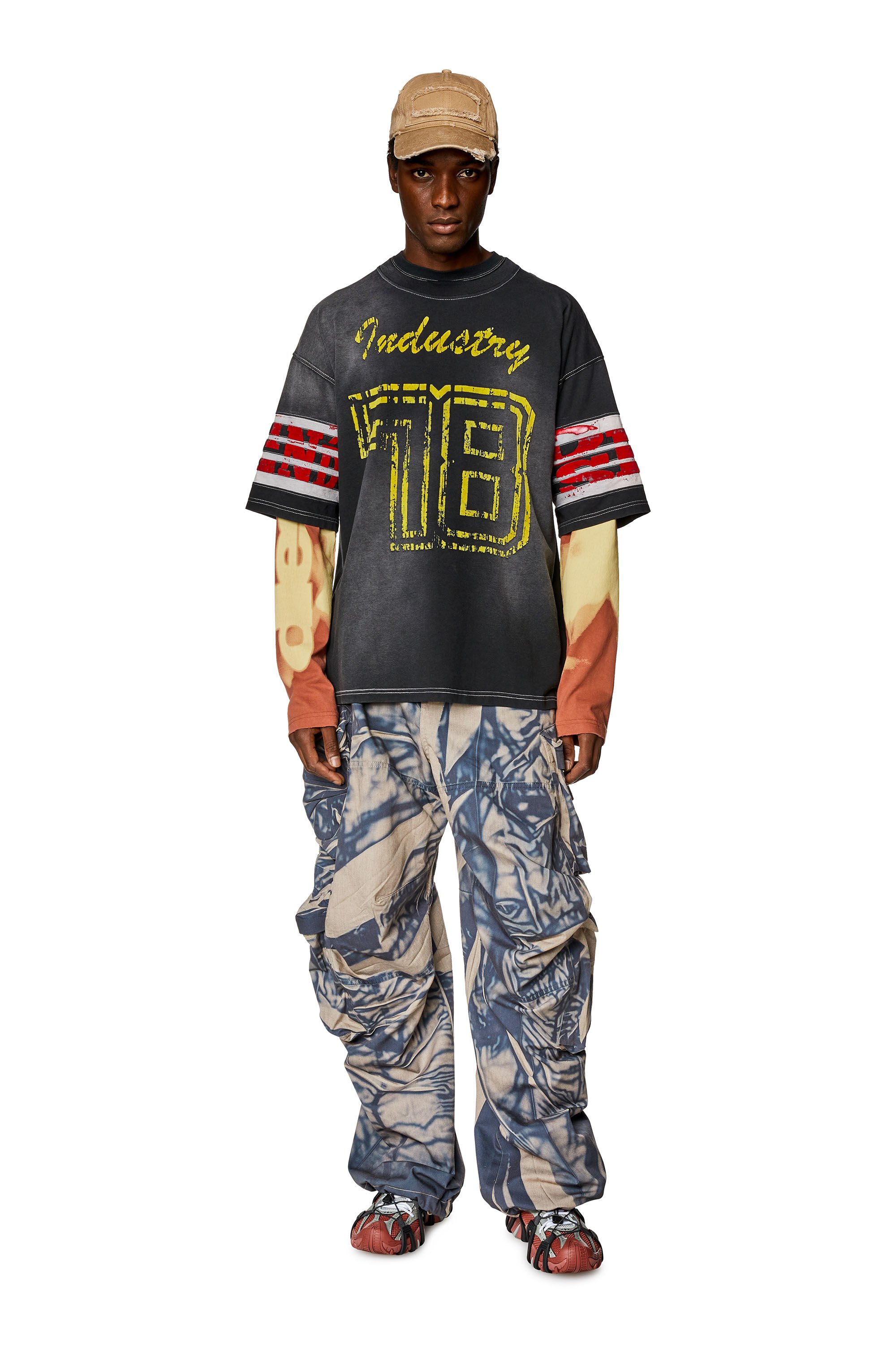 Men's Faded jersey T-shirt with flock prints | T-BOST Diesel