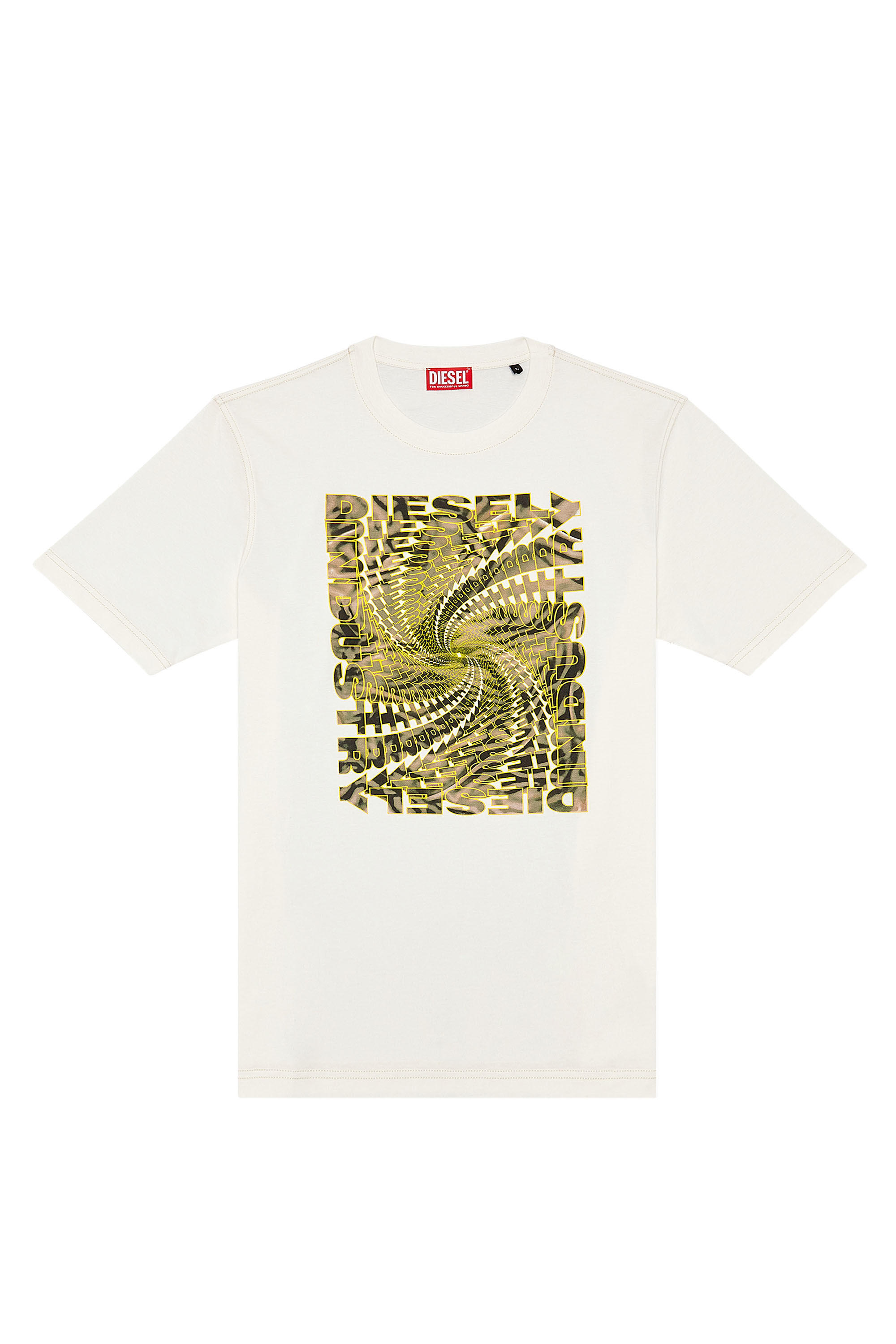 Men's T-shirt with zebra-camo optical logo print | White