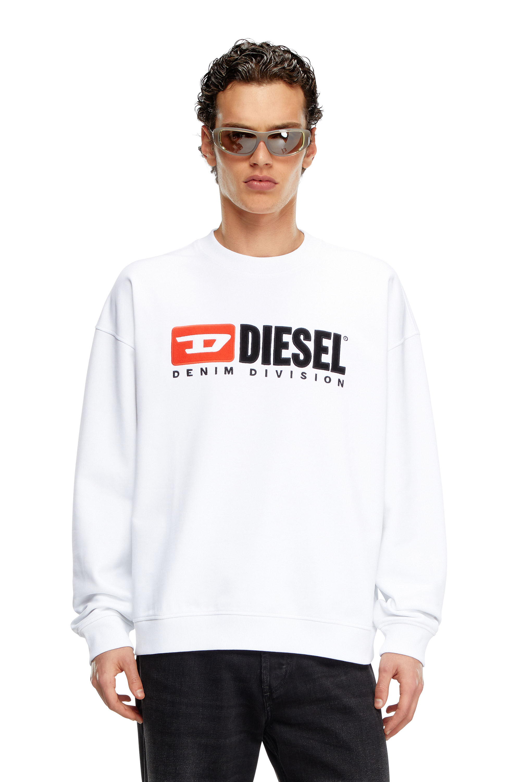 Men s Sweatshirt with Denim Division logo White Diesel