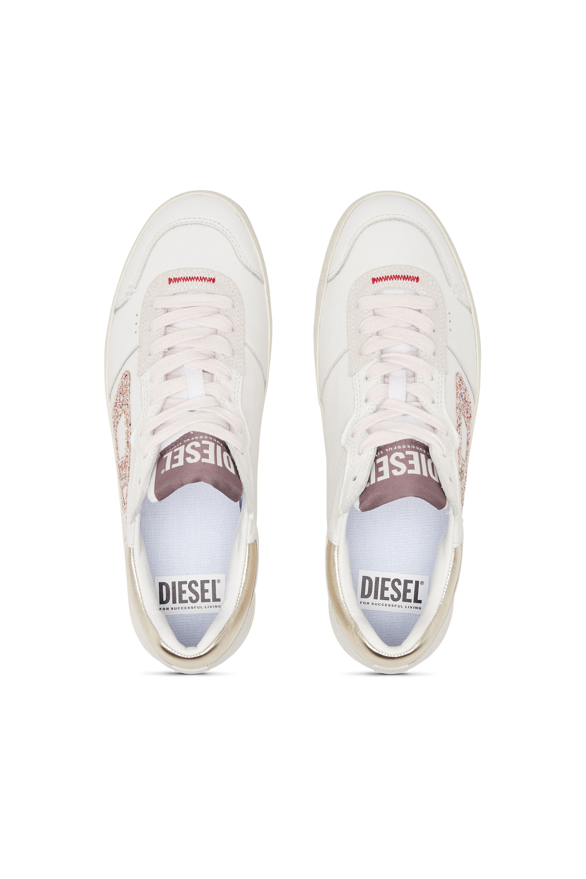Women's S-Leroji-Leather sneakers with glitter logo